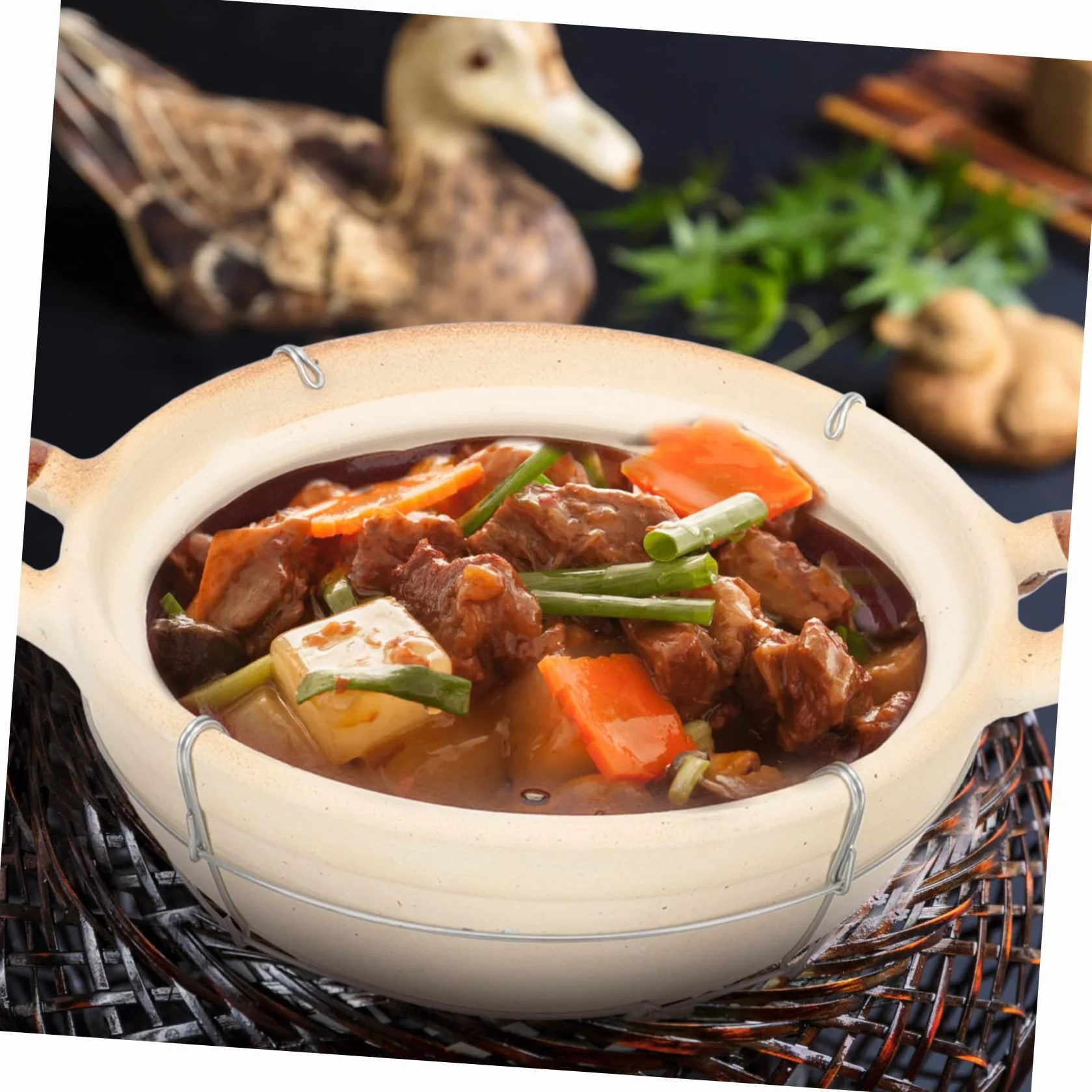 Sosoport Olla Doméstica de Barro Asa Única, Capacidad 0.5l, Transferencia Uniforme de Calor y Superficie Antiadherente para Guisar Comida en Cocina Casera