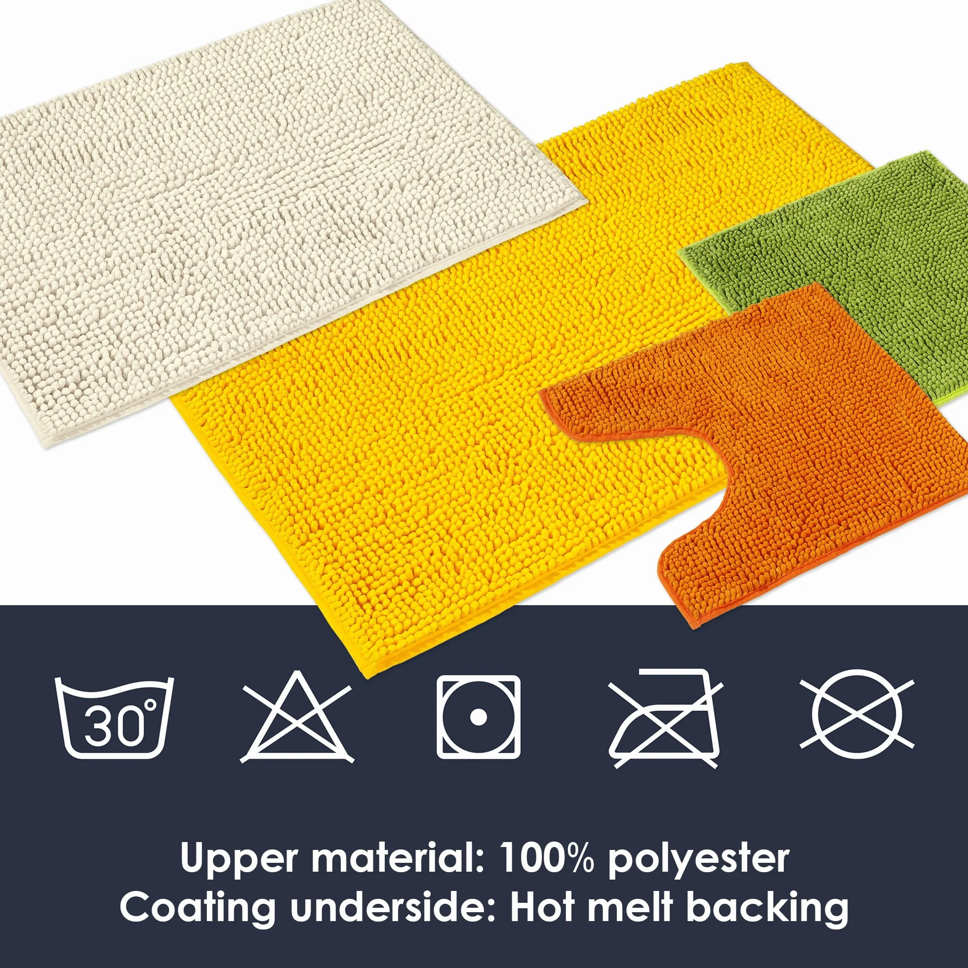 WohnDirect Juego de 2 alfombrillas de baño, color naranja, 70 x 120 cm, antideslizantes y lavables, alfombrilla de baño