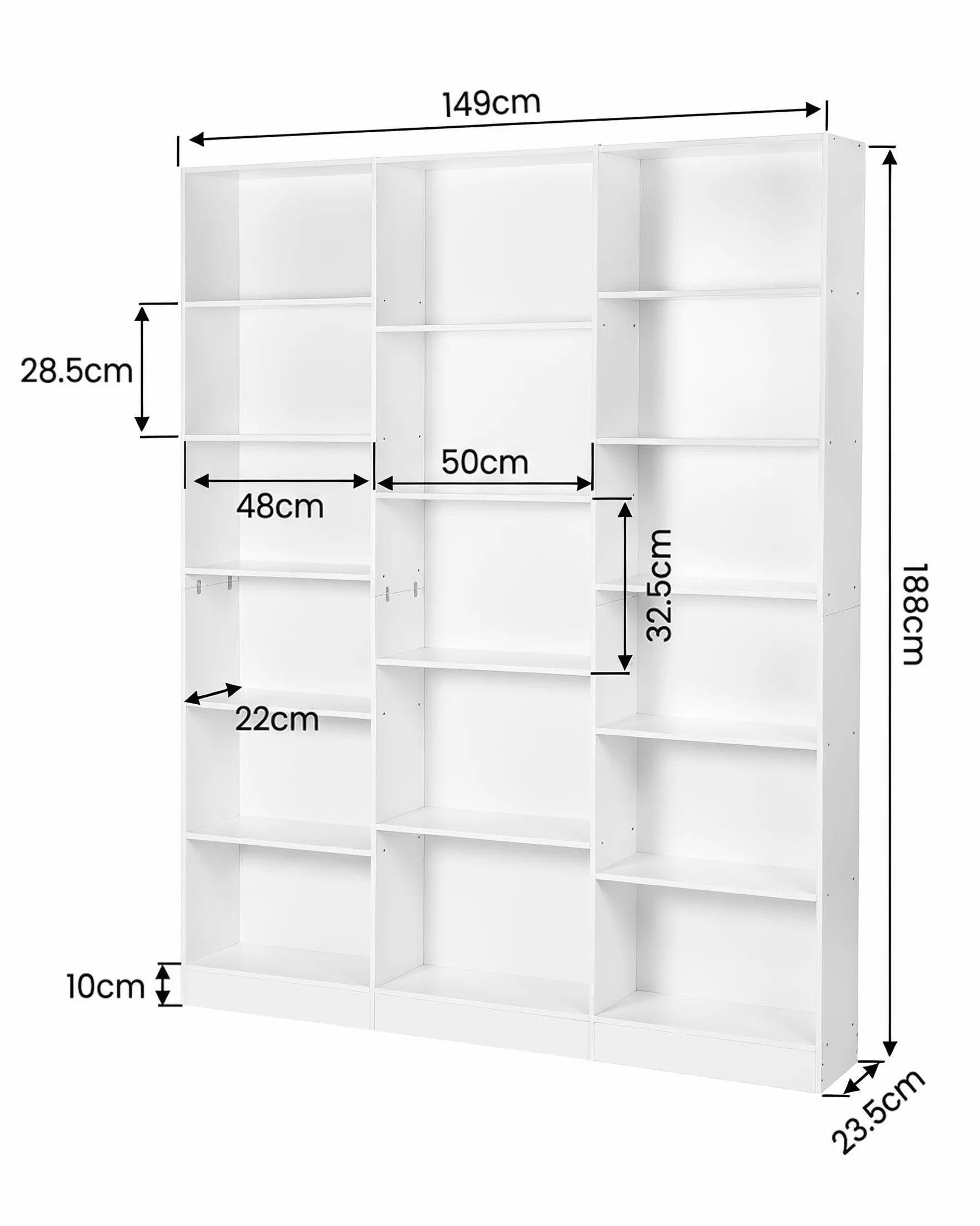 hitsuki Estantería Libros Blanca con 17 Compartimentos Librero Alto Estante para Libros Estantería Modular Mueble Organizador para Salón