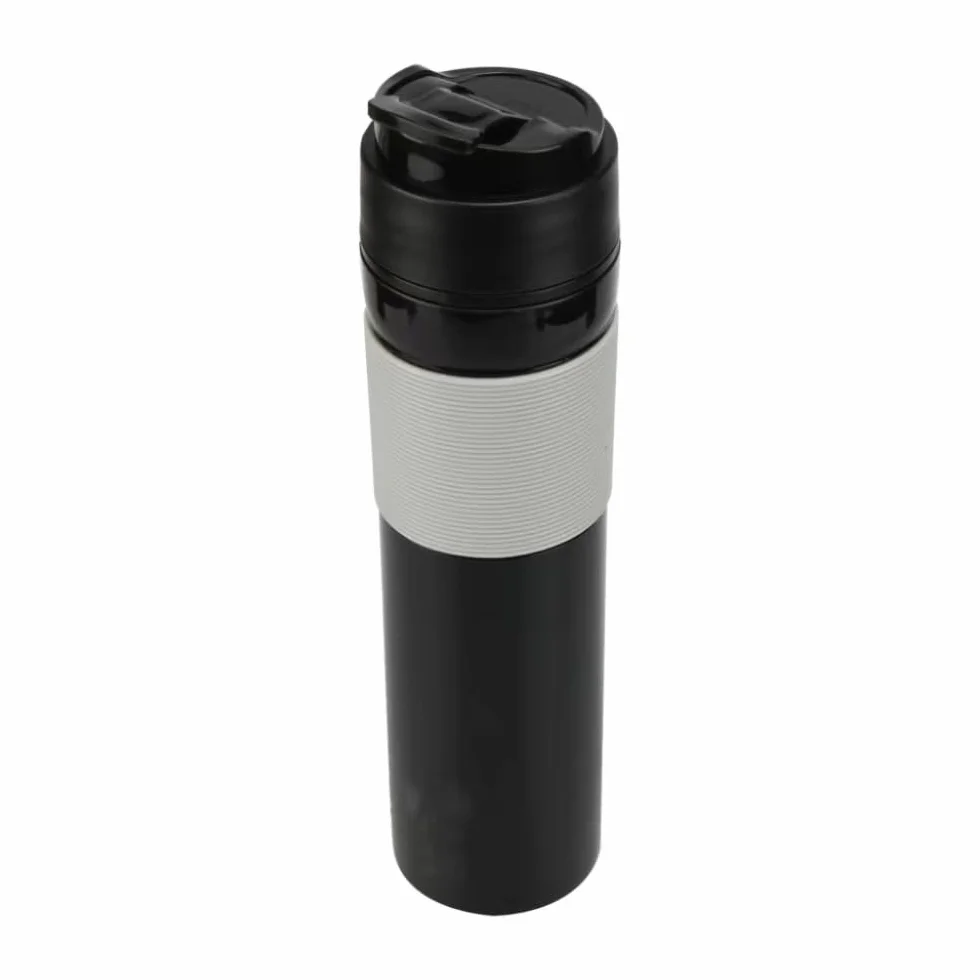 Prensa Francesa portátil, cafetera de 350ml, Taza de plástico Negro de Doble Pared, filtración Libre de BPA, Taza de té y café con Aislamiento de Agua (Color : Black Plastic Cup)