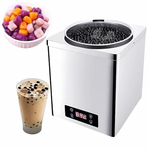 Calentador de Perlas Comercial Olla Aislante Tapioca 300-600 W Control Temperatura 30-100 °C Panel Táctil 3L