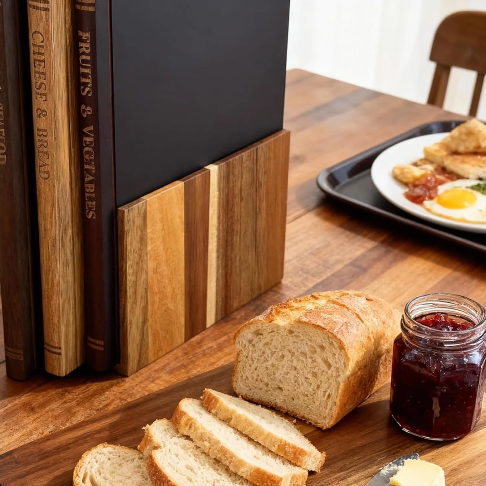 Tabla de Cortar Juego de Suministros de Madera de Gran Grosor de 3 Piezas | Tabla De Cortar Para Queso, Pan, Carne, Verduras, el Hogar, la Comida, la Familia y los Amigos