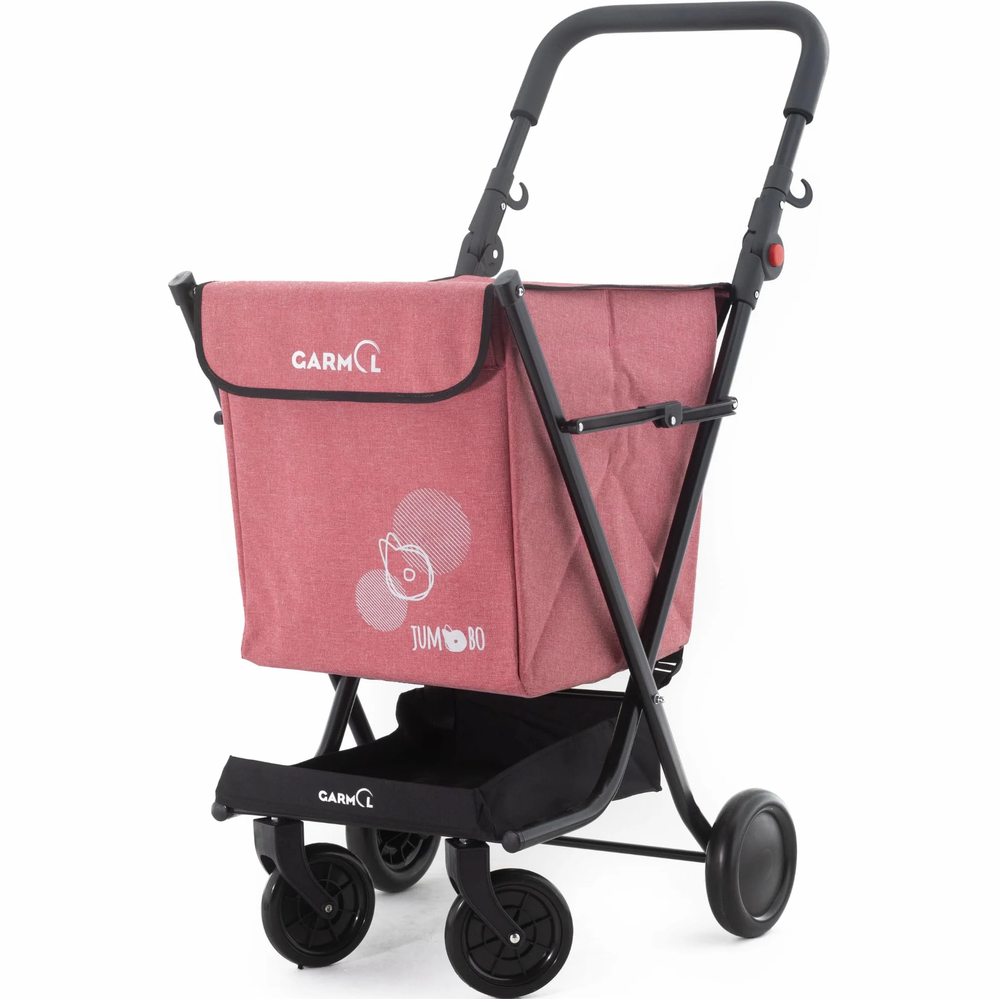 GARMOL Carro de la Compra Plegable 66 litros | Carro de la Compra 4 Ruedas Gran Capacidad | Carrito Compra 4 Ruedas Plegable Color Rojo