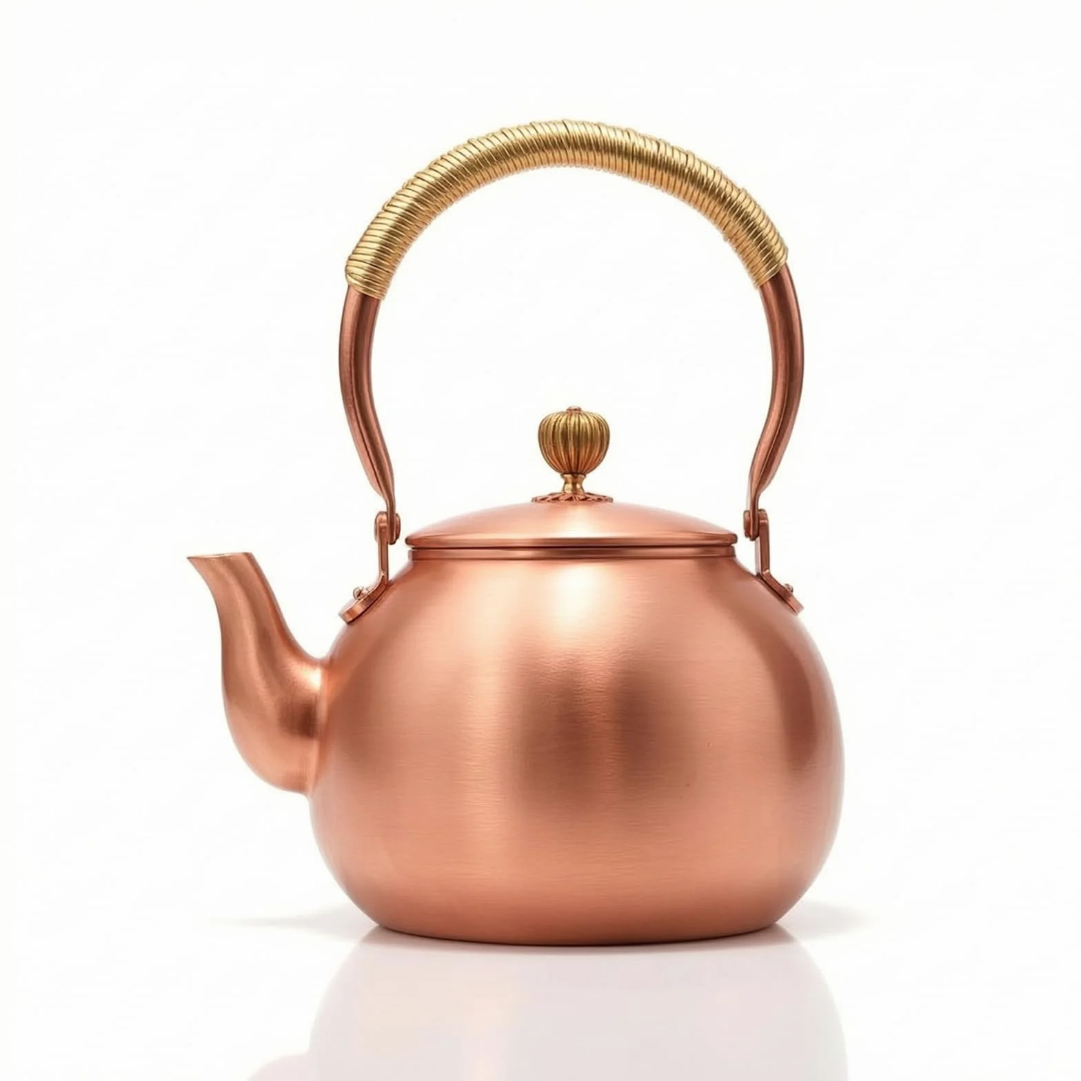 Tetera con Asa Tetera Cobre Portátil Menaje para Aficionados l Té Té, 1600ml, Liso