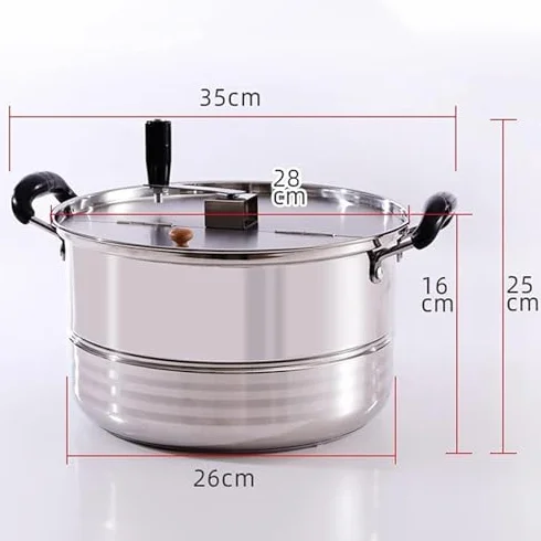 Máquina de palomitas de maíz de acero inoxidable, olla de gas antiadherente comercial para palomitas de maíz fáciles de reventar a mano