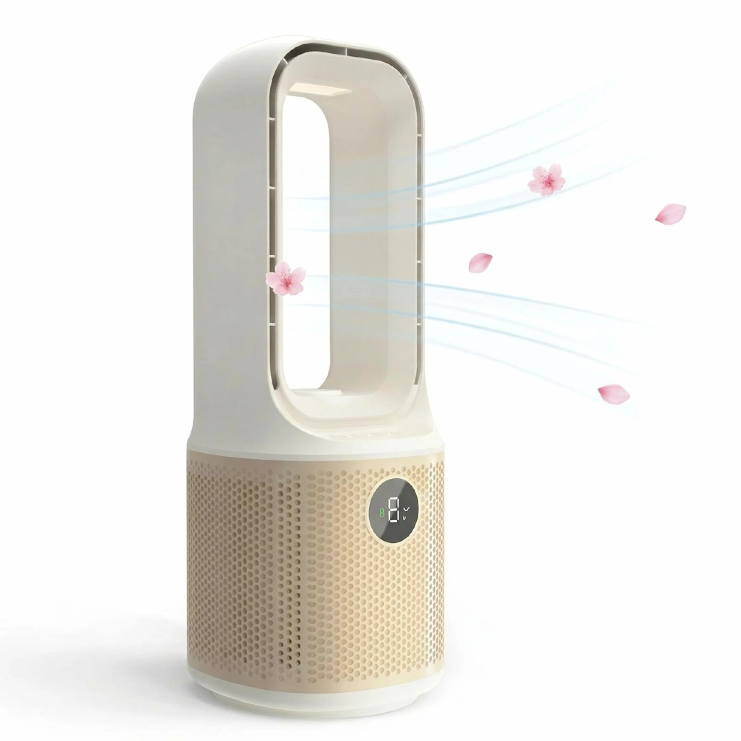 Ventilador de computadora, ventilador de refrigeración alimentado por USB sin aspas de 14 pulgadas, pequeño ultra silencioso con 9 velocidades y 3 modos de luz LED, oscilación de 60°