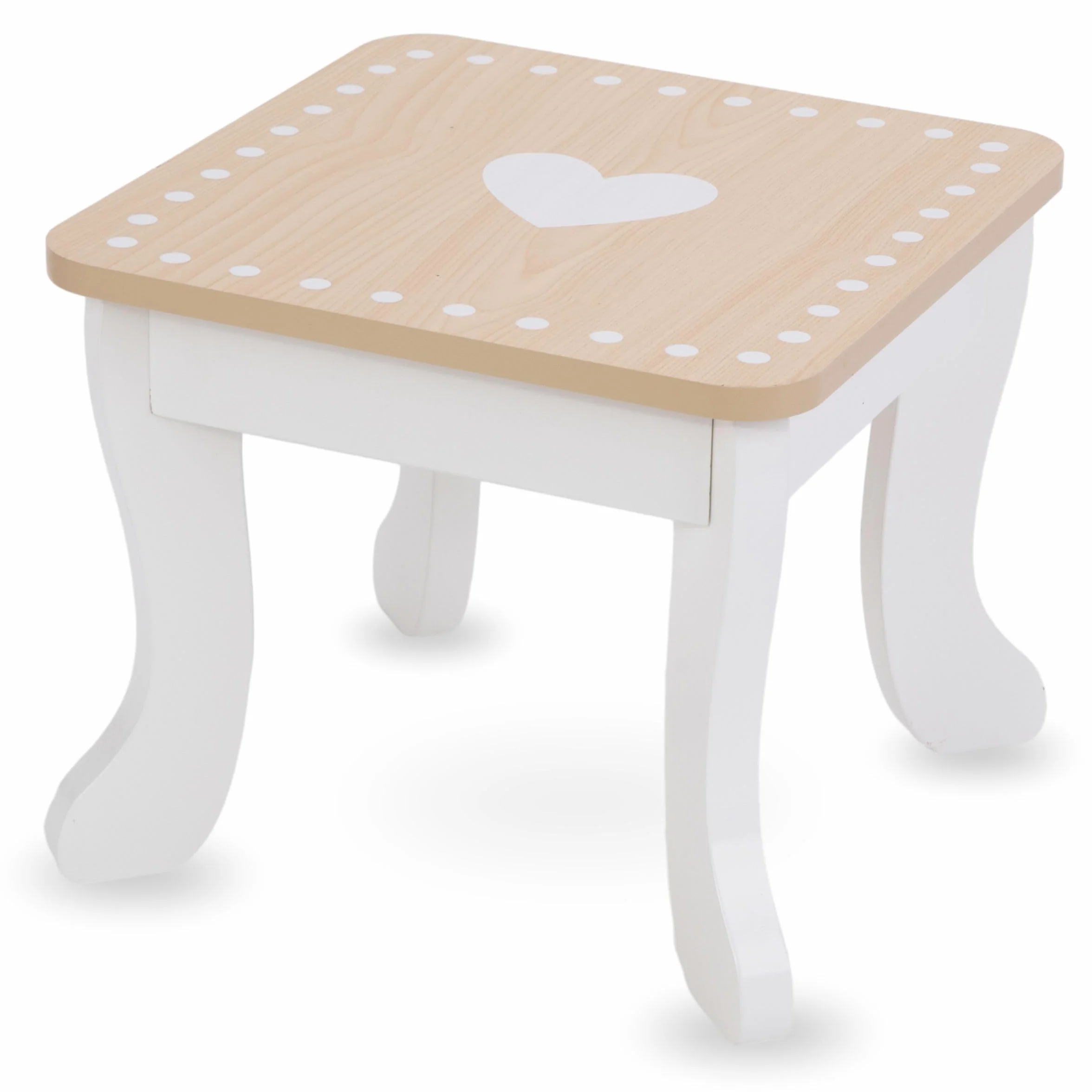 Mamabrum Maquillaje de Madera Dresser para Niñas - Vanidad con Perfume, Esmalte de Uñas, Cepillo y Lazos