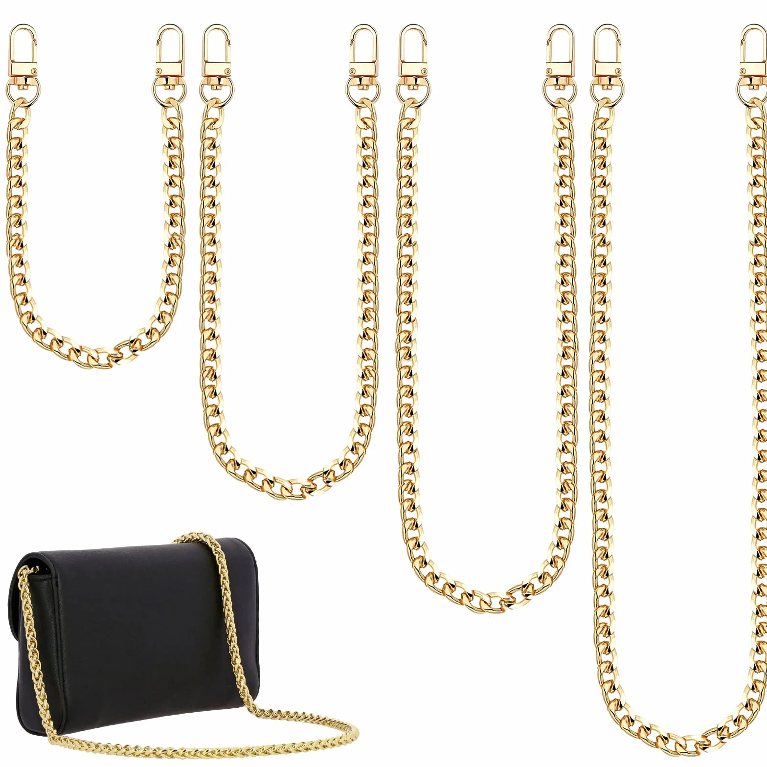 Cadena para Bolso Set 4 Piezas, Correas de Hombro Metal Oro Repuesto 40cm 60cm 100cm 120cm