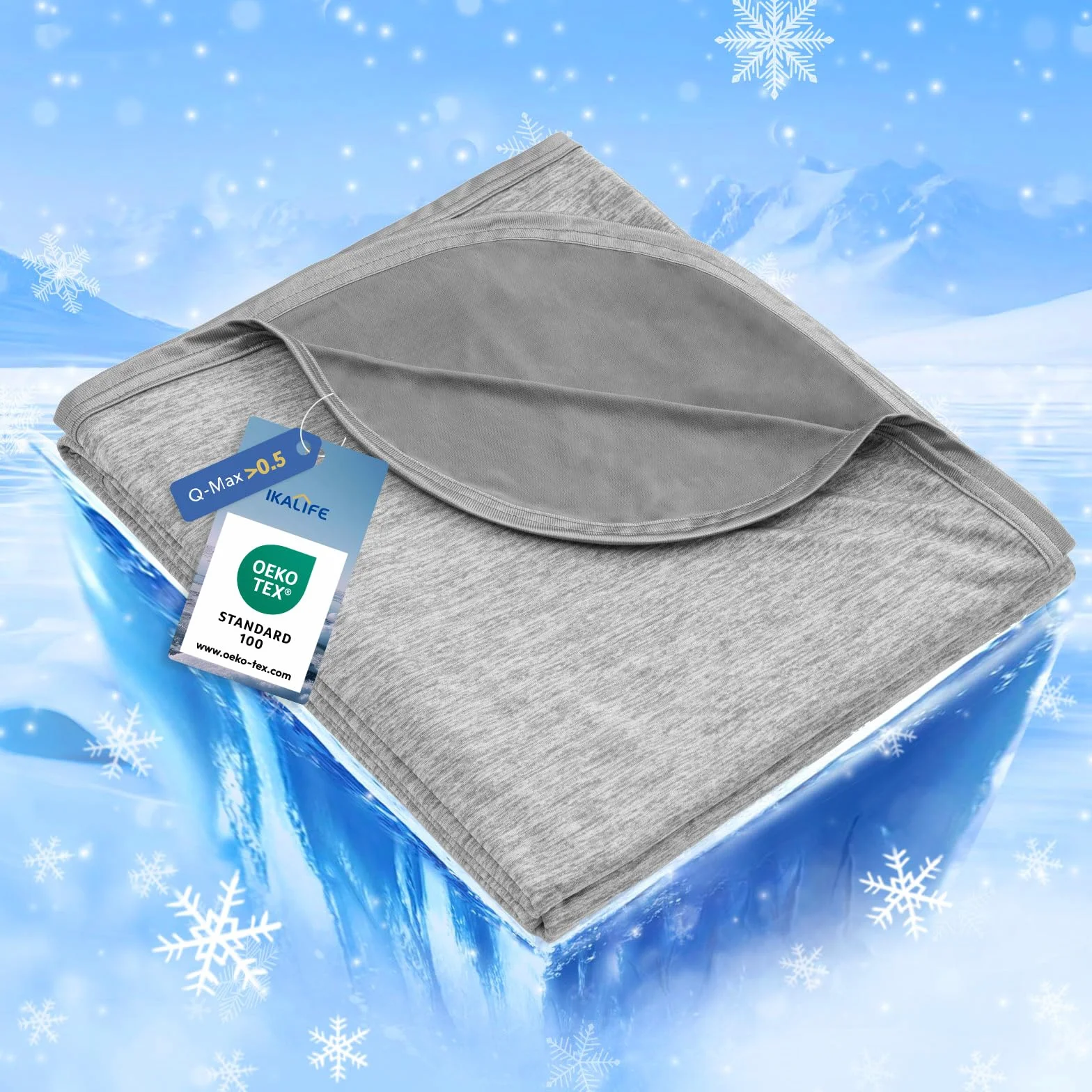 IKALIFE Manta Refrescante para Personas - Manta Fria Verano para Sofa Cama Q-MAX>0.5 Cooling Blanket Enfriamiento Mantas Fresca Verano Sabana Refrescante Refrigerante Gris 130x180 cm