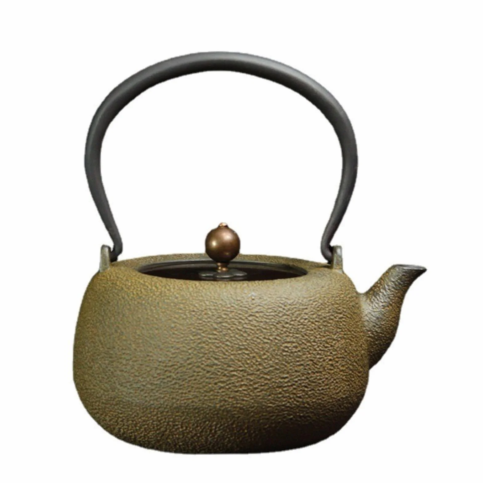 Tetera Hierro Fundido Rústica Tetera con Asa para Aficionados Al Té, 1300ml, Sin Revestimiento