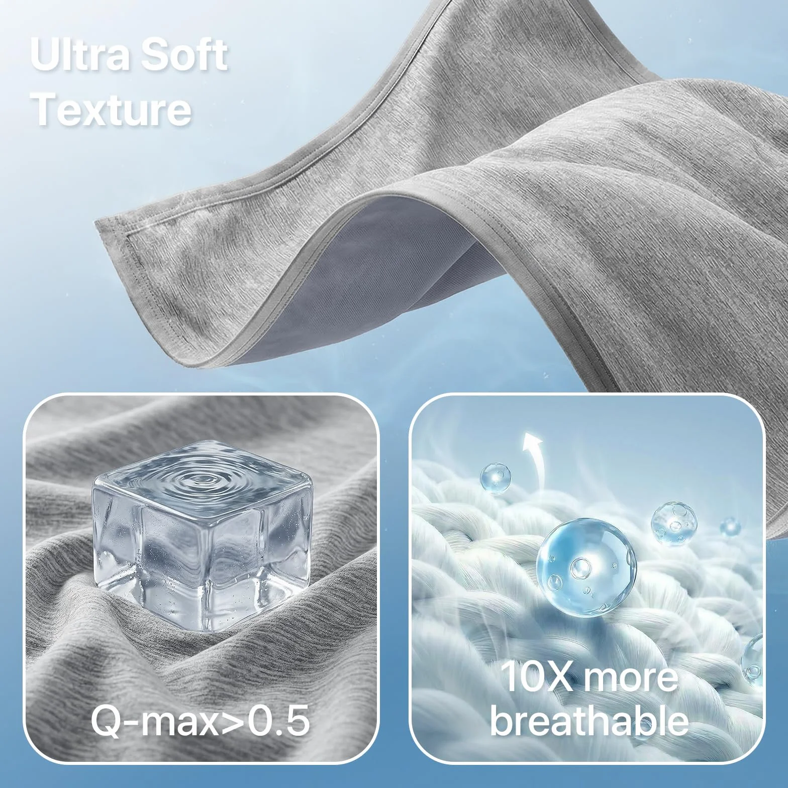 IKALIFE Manta Refrescante para Personas - Manta Fria Verano para Sofa Cama Q-MAX>0.5 Cooling Blanket Enfriamiento Mantas Fresca Verano Sabana Refrescante Refrigerante Gris 130x180 cm