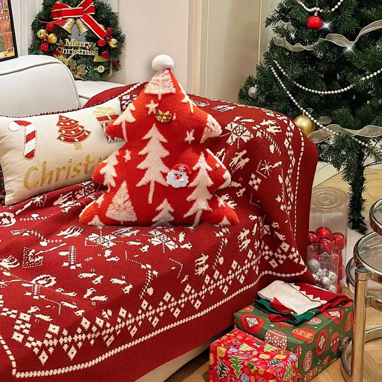 Cojín Mullido Navidad Relleno Decoración - Cojín Decorativo Árbol Navidad | Con Diseño Boho De Árbol Para Decoración De Salón Sofá Dormitorio Otoño Halloween Interior,Otoño Halloween Hogar Habitac