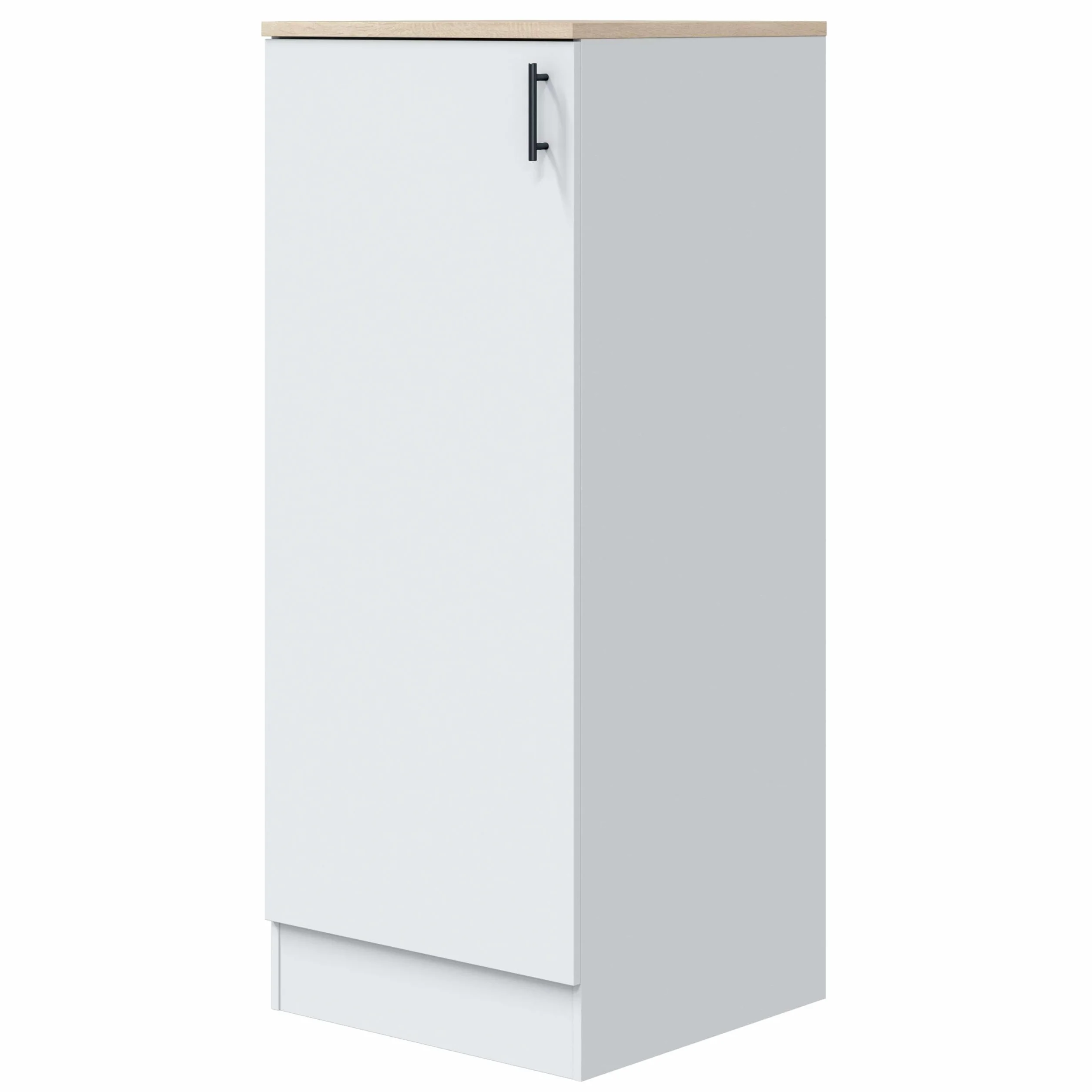 Bricohabitat Módulo Inferior Columna de Cocina Kira con 1 Puerta Blanco Brillo y Roble Canadian 3 Estantes 60x148x60 cm Melamina