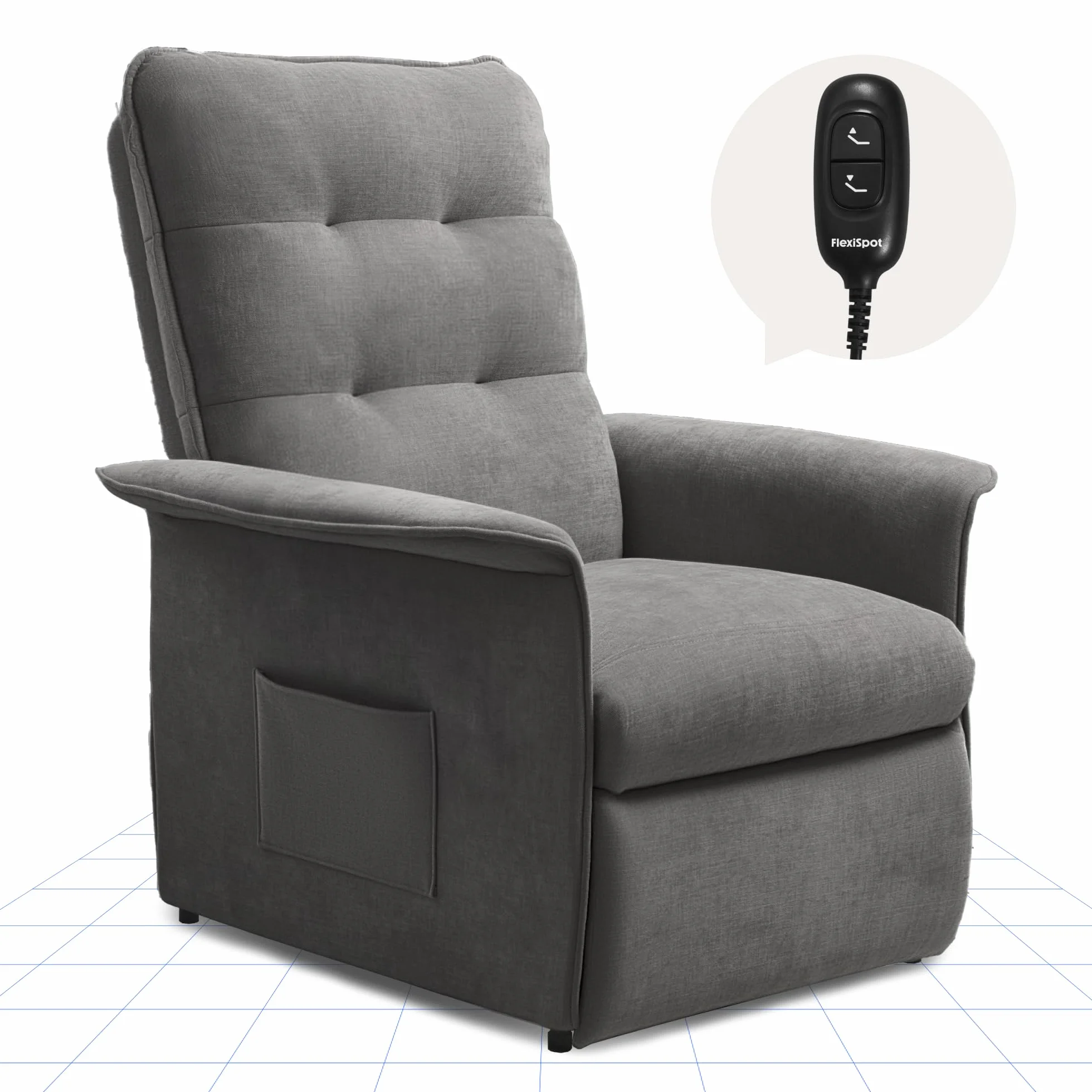 FLEXISPOT Sillón Relax Eléctrico Reclinable, Sillón Reclinable, Sofá Relax Ergonómico para Salón, Dormitorio y Cine en Casa, Sofá Relax Ajustable Ahorro de Espacio para Pisos Pequeños, Gris Humo