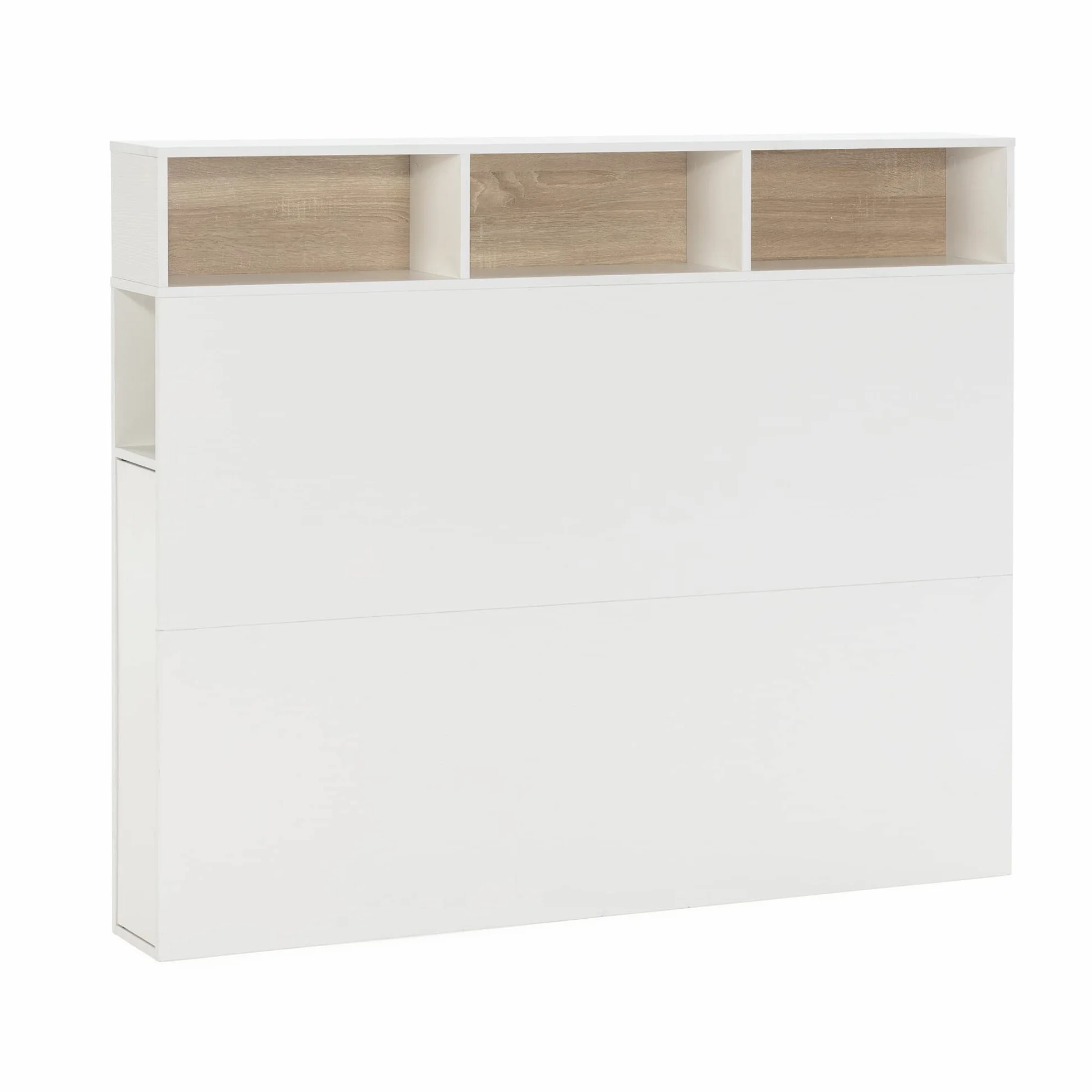 HOMN LIVING Cabecero de Cama Zeus 165 cm con almacenaje Blanco, 2 Puertas 9 Huecos