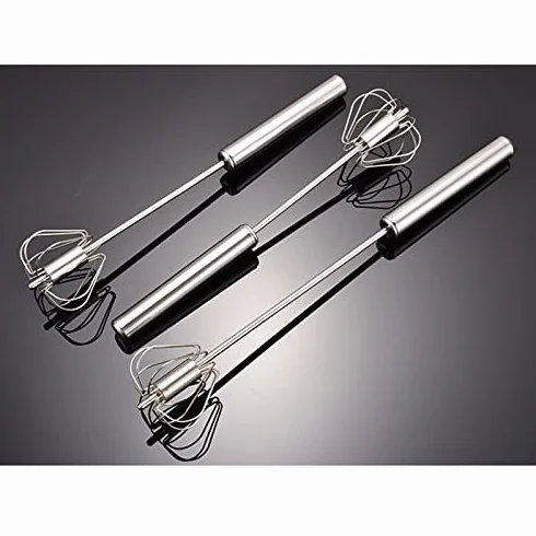 Batidor de Huevos Manual de Acero Inoxidable, Prensa para batir Crema, Varilla agitadora giratoria semiautomática para Cocina