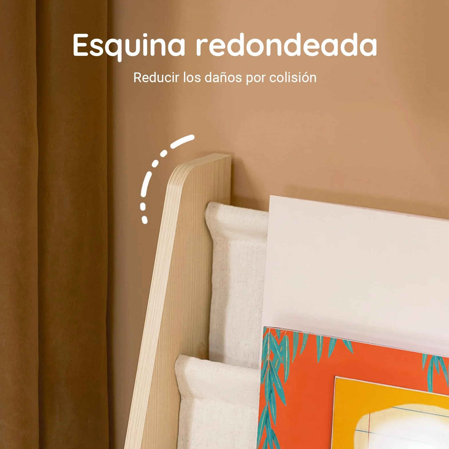 SoBuy Estantería Libros Infantil Montessori 4 Estantes 3 Bolsillos Tela Biblioteca Almacenaje 63x28x76cm