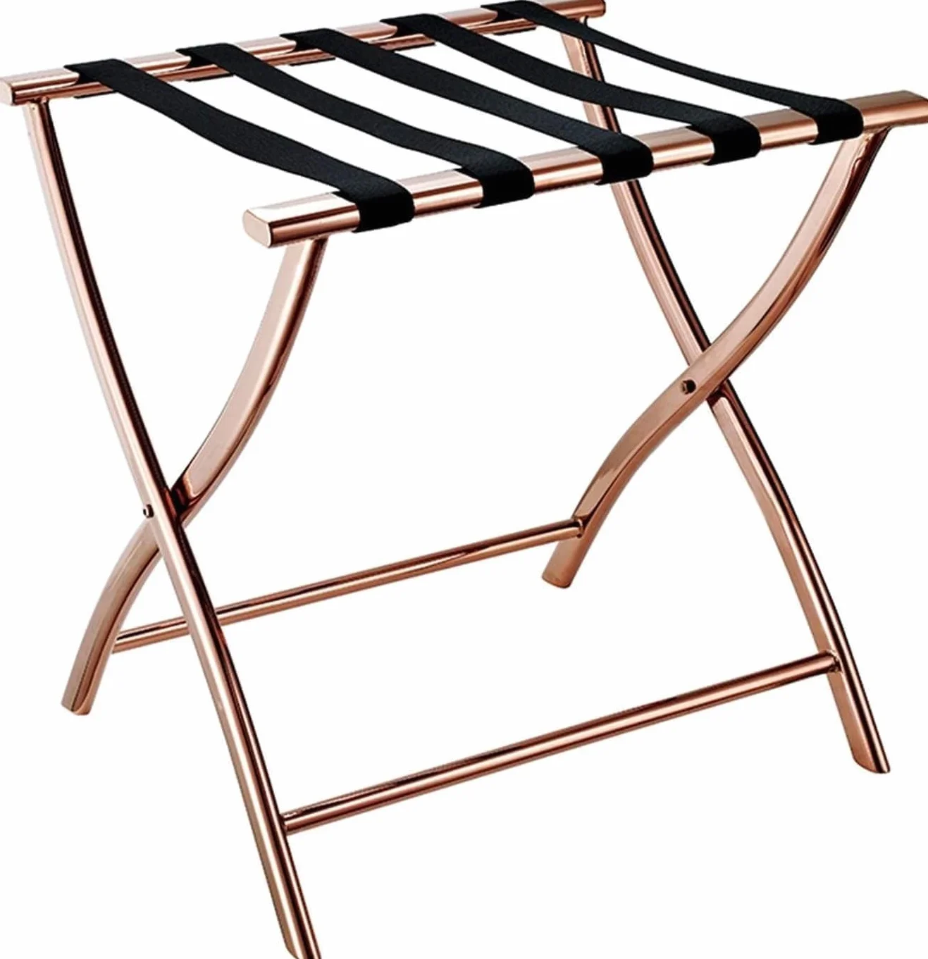 Portaequipajes para habitación de Invitados, Soporte Plegable para Maletas, portaequipajes (Dorado)