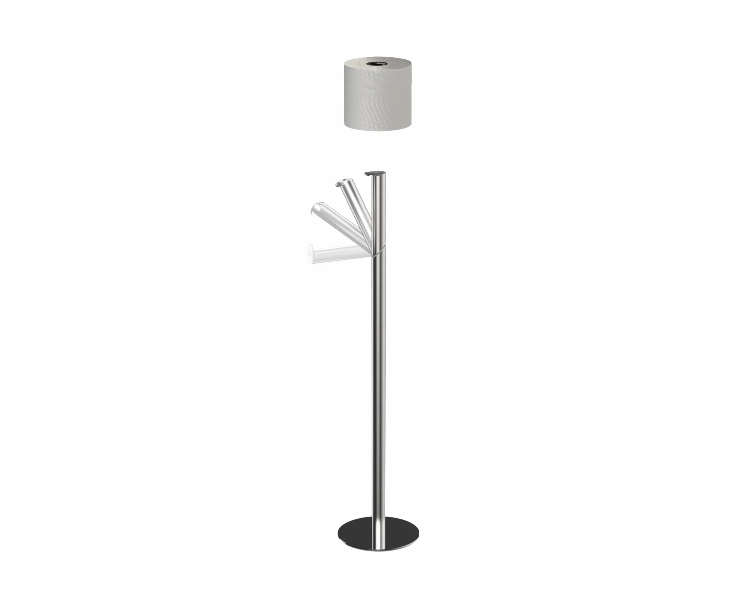 Joseph Joseph EasyStore Luxe Portarrollos Papel Higiénico 2 en 1 de Pie, Acero Inoxidable Premium con Base Pesada, Soporte para hasta 4 Rollos