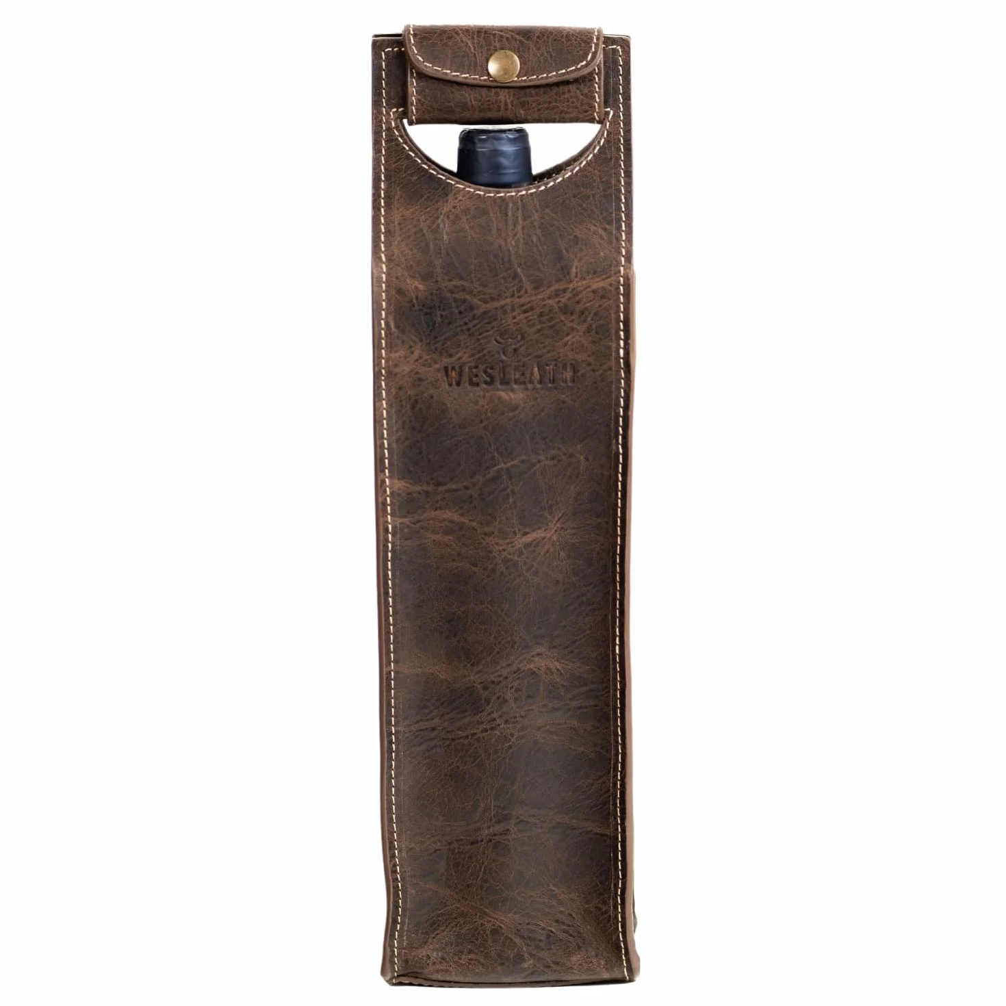 Bolsa de cuero para vino | Bolsa de transporte de botella individual de alta calidad con asas fuertes, cuero de grano completo y hebilla de metal, soporte protector para picnic, bolsa de regalo de