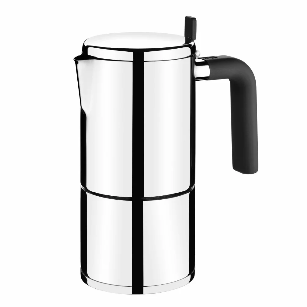 BRA Bali | Cafetera Italiana, Acero Inoxidable 18/10, Full induction, apto para todo tipo de cocinas incluida inducción, 10 Tazas, 11 cm