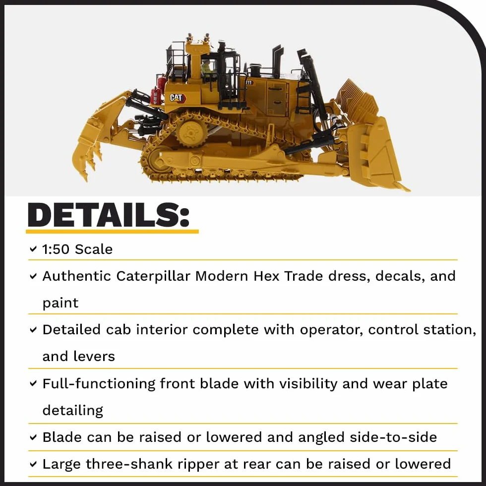 Diecast Masters 85604 - Cat D11 Fusion Track Type Tractor, Escala 1:50, a Partir de 14 años, en Caja de Lata, Ideal para coleccionistas | Caterpillar Dozer modelo réplica adulto coleccionista Die-Cast Metal Track Type Tractor vehículo de construcción