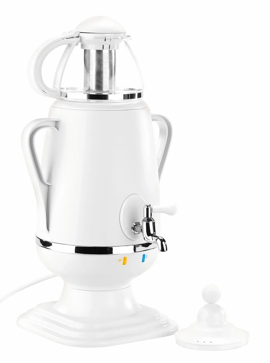 PEARL Teteras eléctricas para té caliente - Samovar: Tetera Samovar con tetera de vidrio, 2300 vatios, 3,5 y 0,5 litros (tetera Con Mantener la función caliente, Samova, Dispensador de agua)