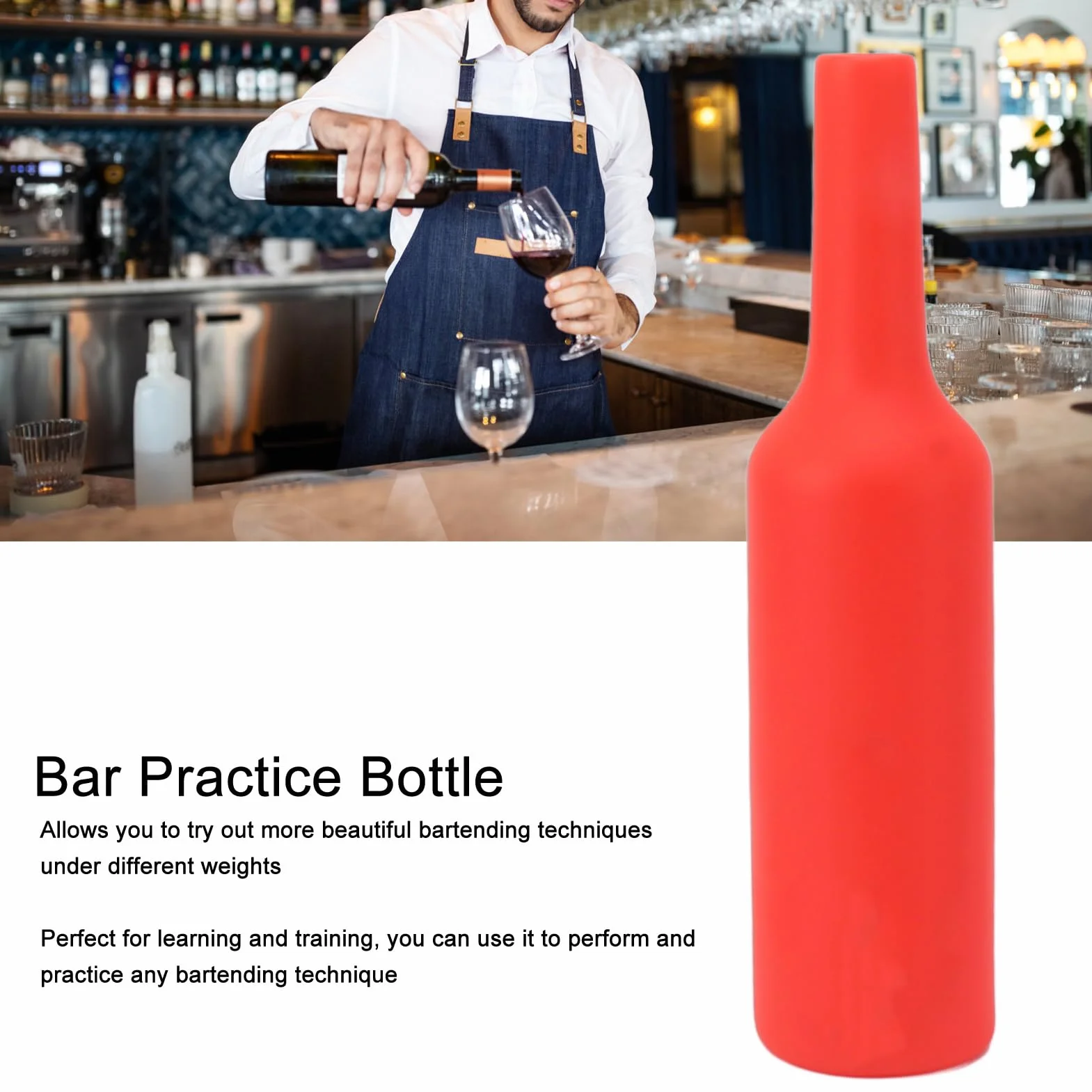 Pyhodi Flair Bottle Juego de Botellas de Práctica para Camarero, Silicona Suave Resistente a Caídas