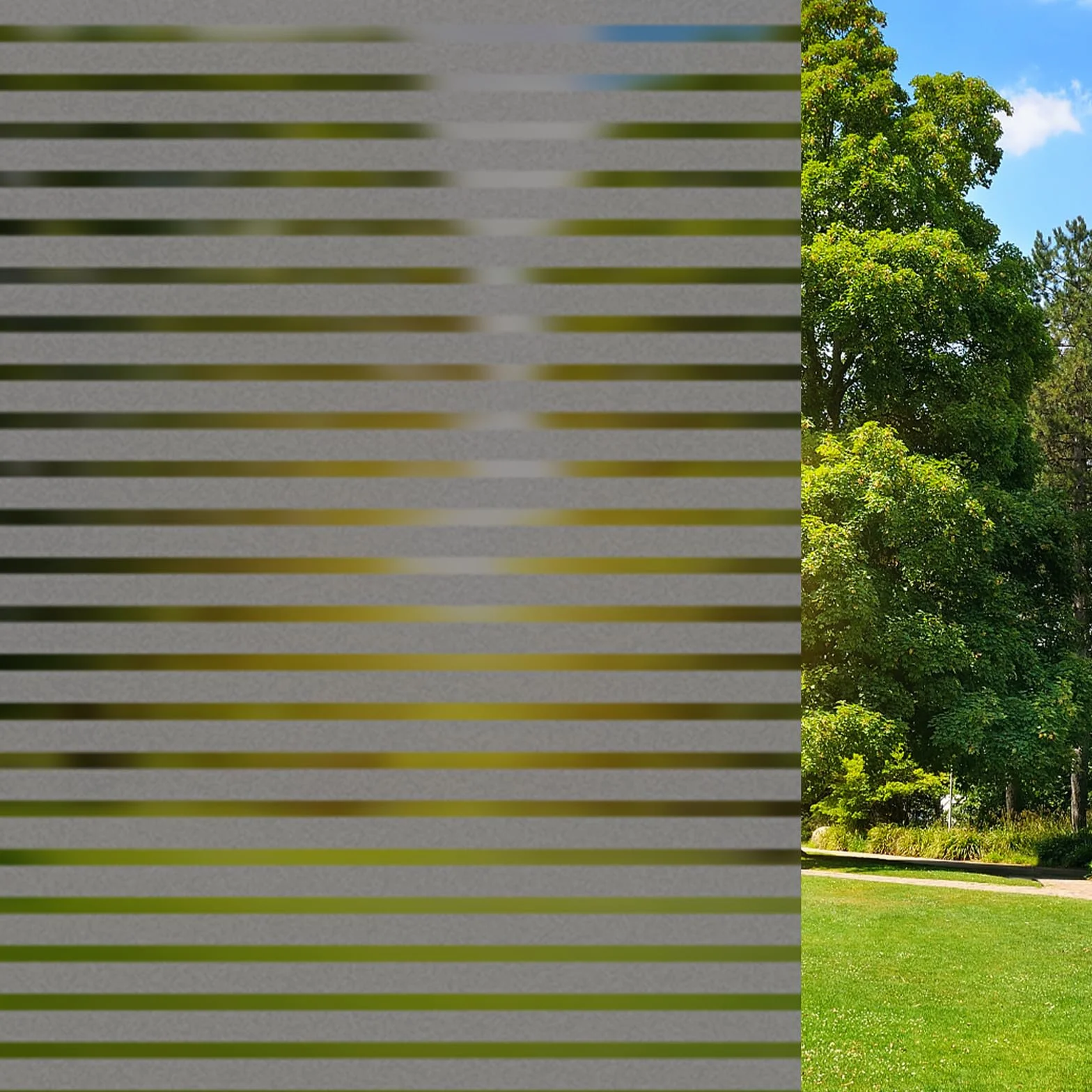 ConCus-T Película de privacidad para ventana, autoadhesiva, esmerilada, sin pegamento, película de vinilo a rayas, transferencia estática de puerta para oficina en casa, negro translúcido, 90 x 400 cm