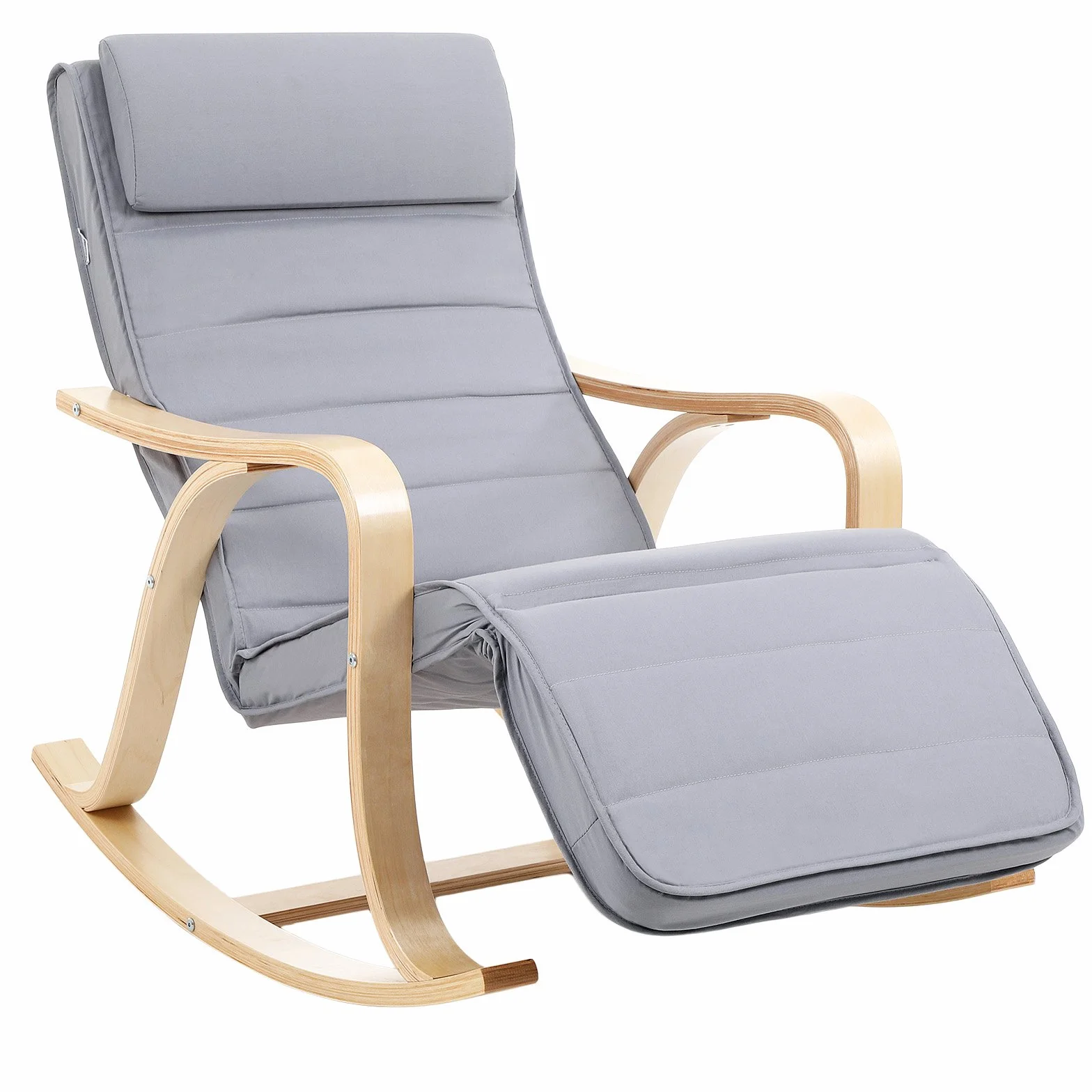 SONGMICS LYY41G Mecedora, Sillón Tumbona, Color Gris, 125 x 91 x 67 cm
