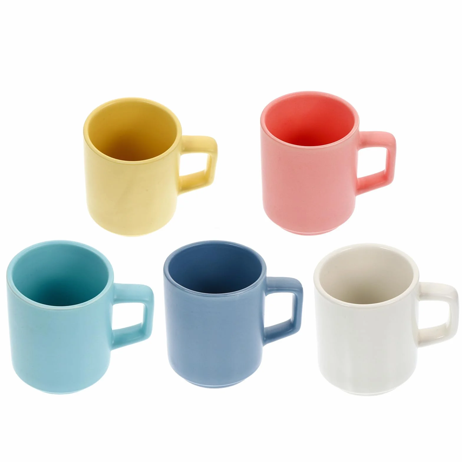 LALAFINA Juego de 5 Tazas de Cerámica para Café y Té Diseño Creativo, Textura Delicada y Asa Cómoda, Ideales para Desayuno y Bebidas Calientes