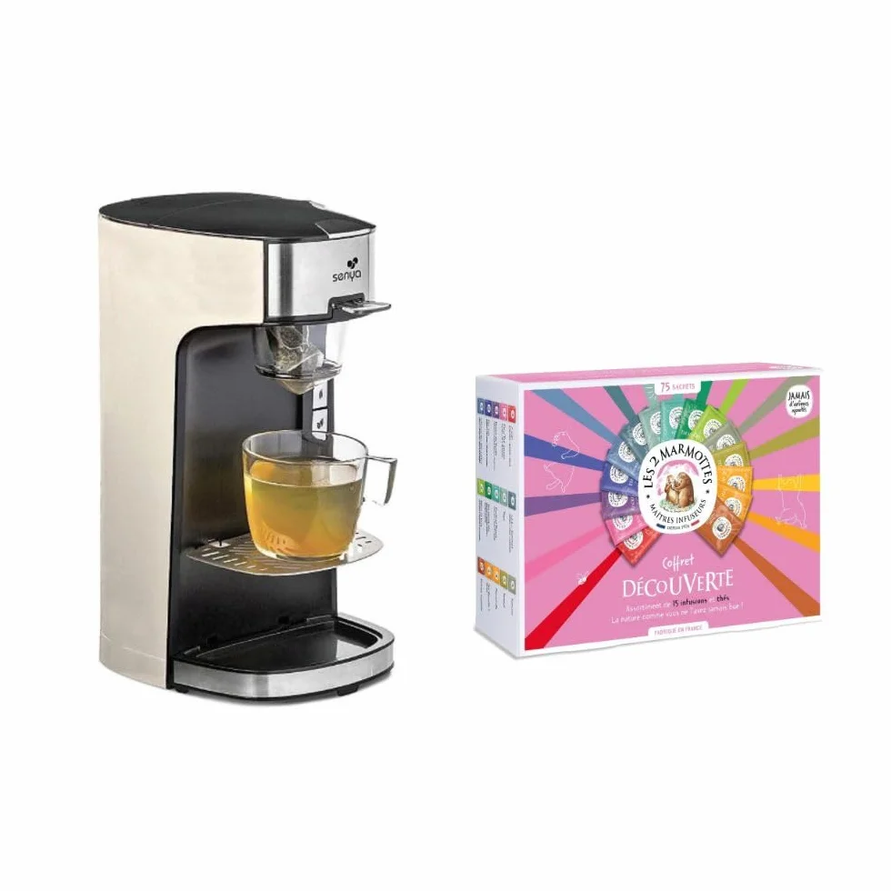 Senya Set Máquina de té, tetera eléctrica crema Tea Time & el Cofre Degustación que comprende 72 bolsitas-Les 2 Marmottes
