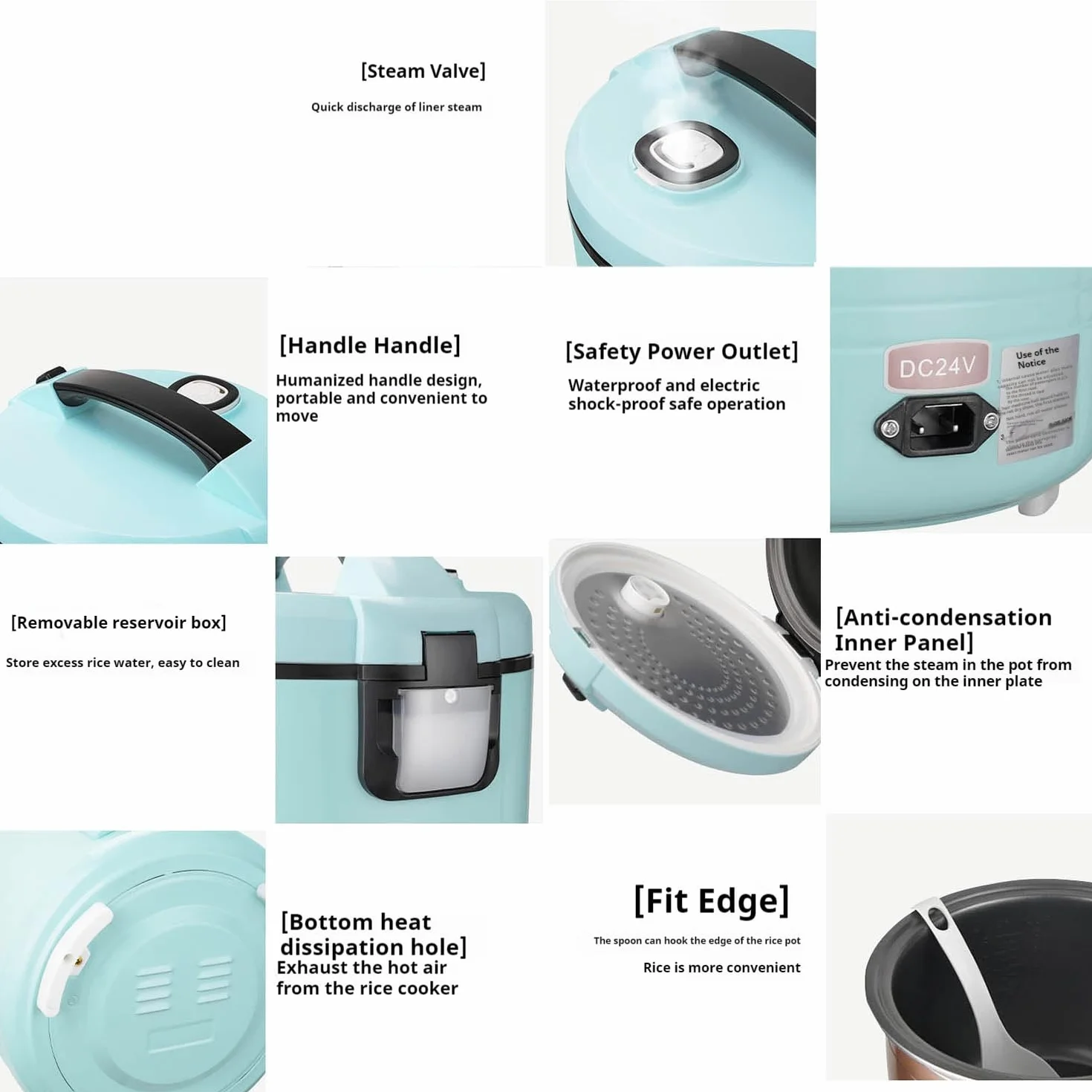 Olla Arrocera para Camion 24v,Portátil Multifuncional Mini Rice Cooker 12 V,para Viajar, Acampar y Hacer picnics,12v/Car,5L
