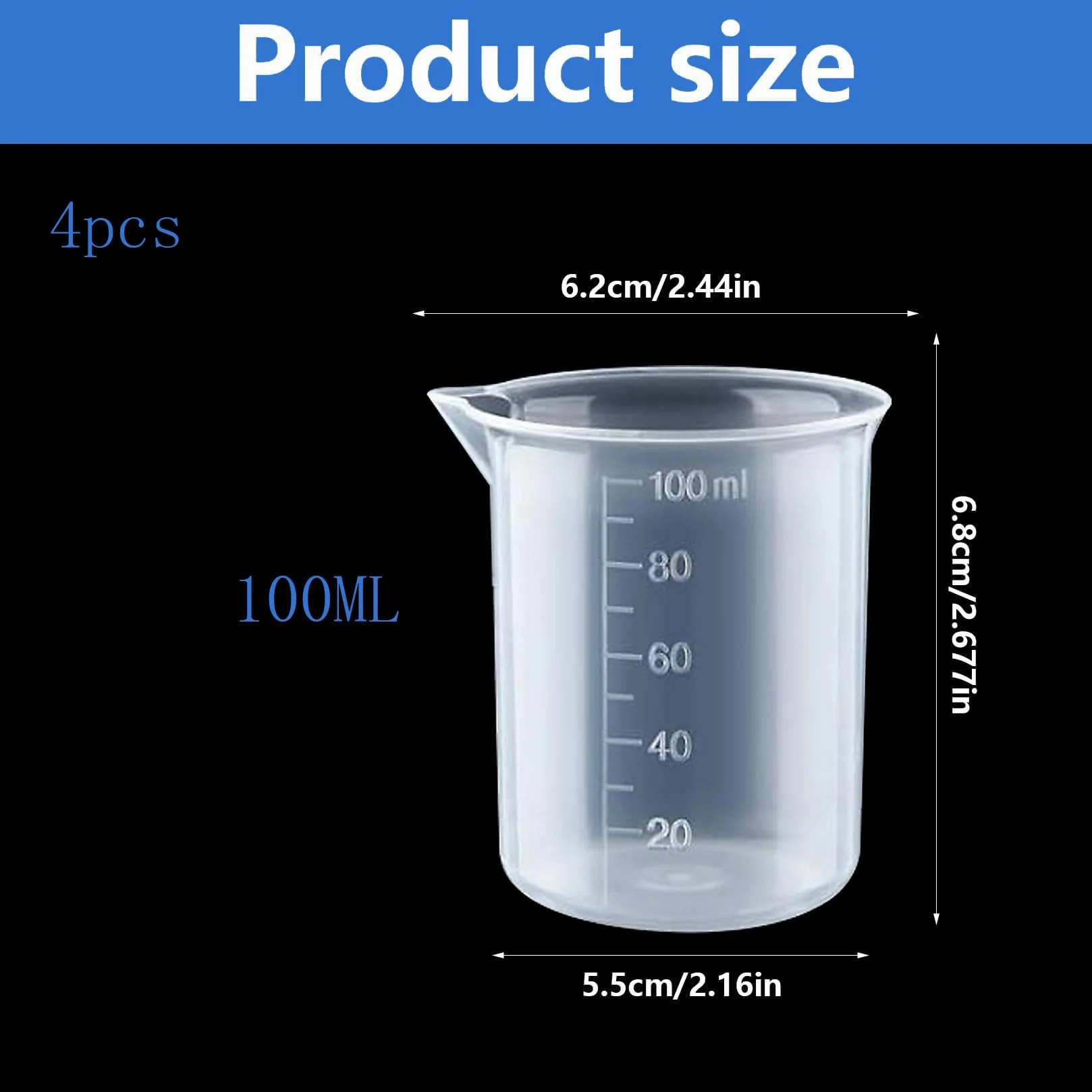 Vasos de Medición 4 Pcs Vaso Medidor Cocina con Escalas Precisas Plástico Reutilizables