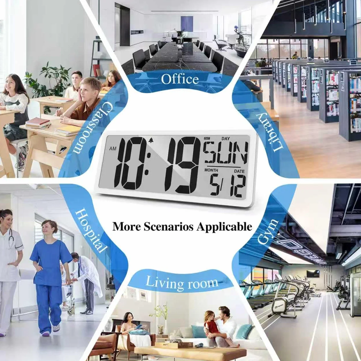 TXL Reloj de Pared Digital Grande con luz de Fondo, Reloj Despertador de 14.2 Pulgadas con día, Fecha y Temperatura, Pantalla Jumbo, Reloj Digital de Cuenta Regresiva para Personas Mayores, hogar