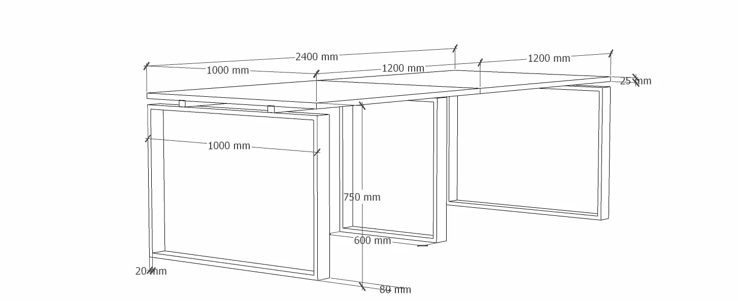 Mesa con Estructura metálica Marco Cerrado Efecto Cromo de 240x100, con pata retranqueada y Tablero melaminado Ideal para Sala de Juntas, reuniones, conferencias (Roble)