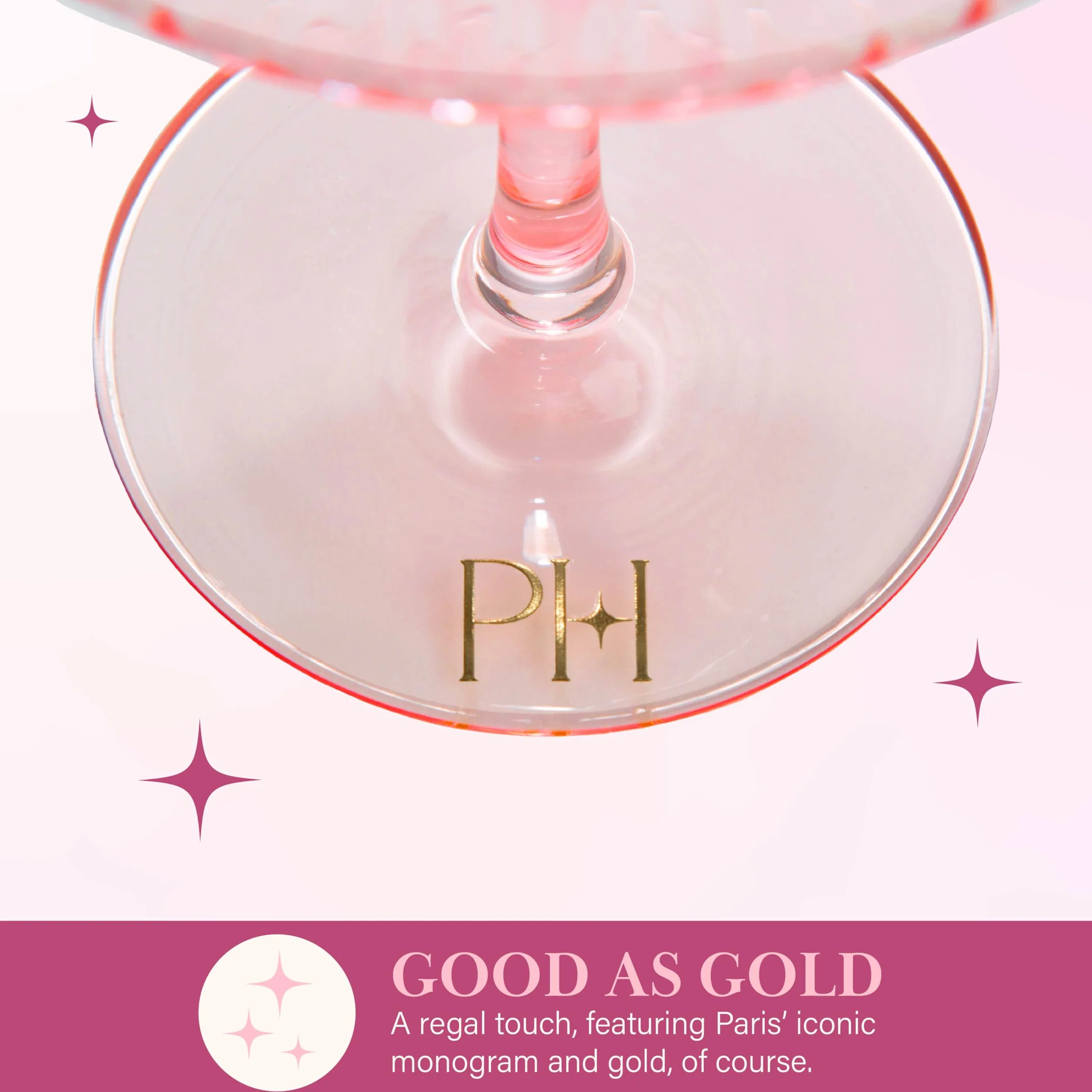 Paris Hilton Juego de copas de vino acanaladas, elegante cristalería estriada, perfecta para vino tinto o vino blanco, juego de 2, 18 onzas, rosa