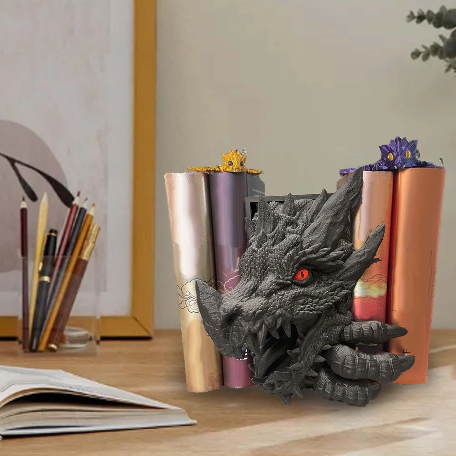 Estatua de dragón, Adorno de Mesa, sujetalibros, estatuilla Decorativa, Soporte para Estante de Libros, estantes de Escritorio de Oficina, decoración