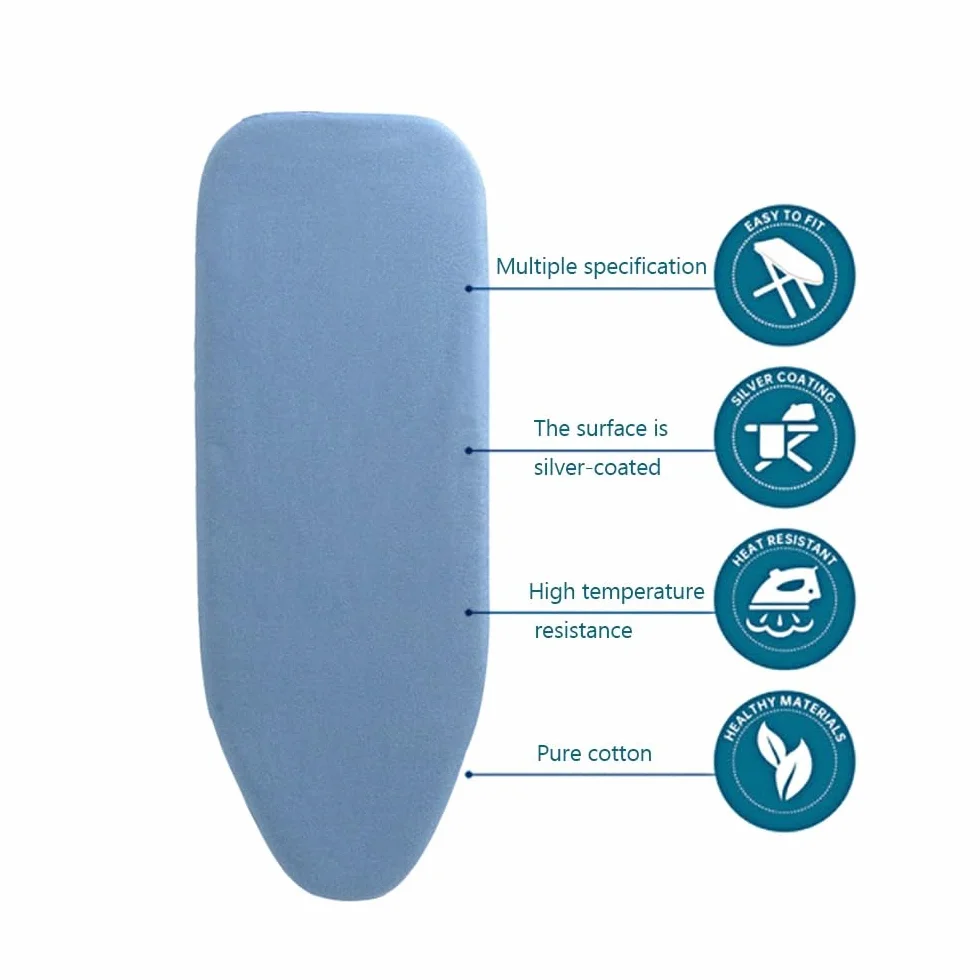 Funda para tabla de planchar extragruesa, 110 x 34 cm, algodón, color azul y negro, 7 mm, acolchada, para mesas de 100 x 34 y 120 x 38 pulgadas, resistente al calor, perfecta para uso doméstico