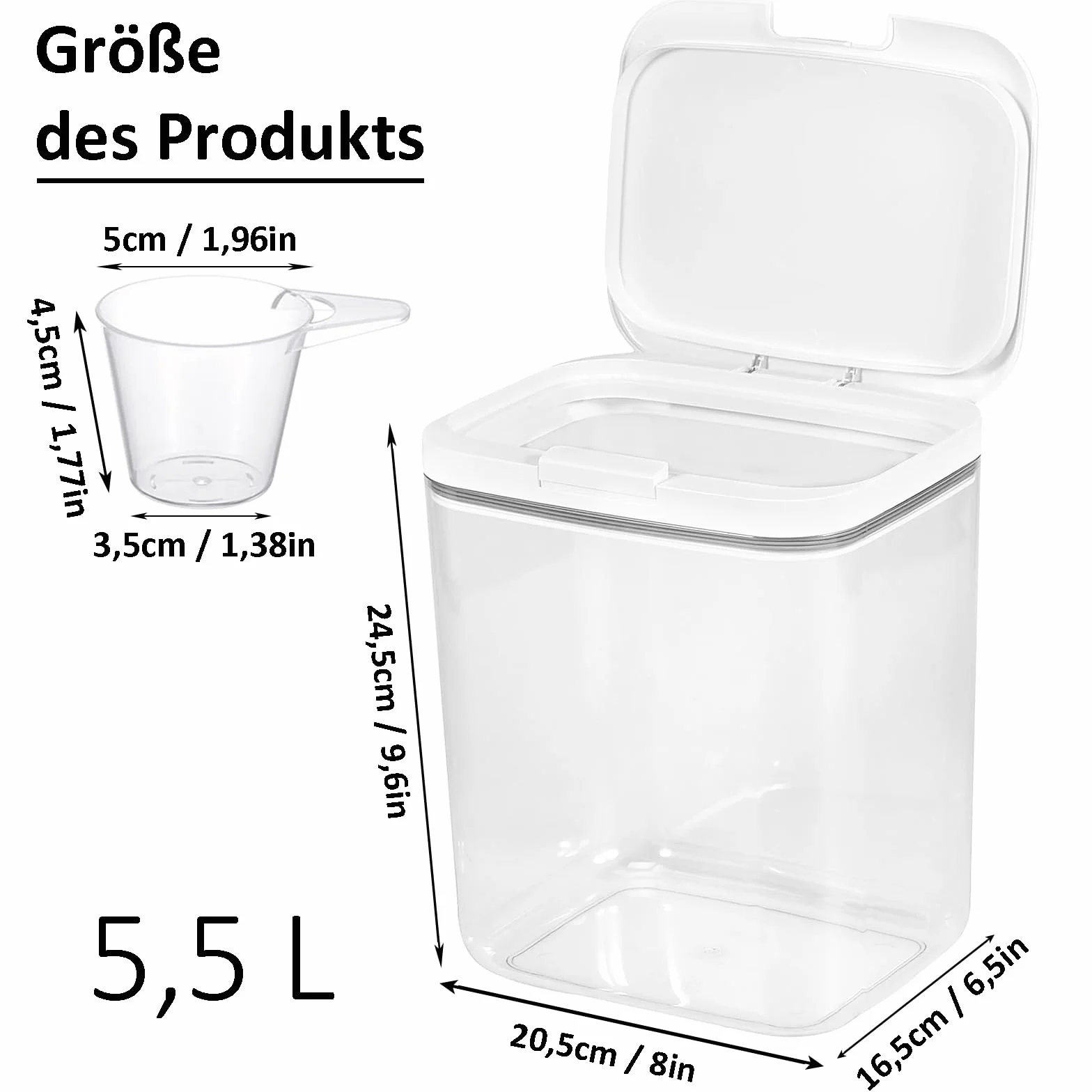 Contenedor de Detergente en Polvo 5,5L Hermético Plástico para Lavandería