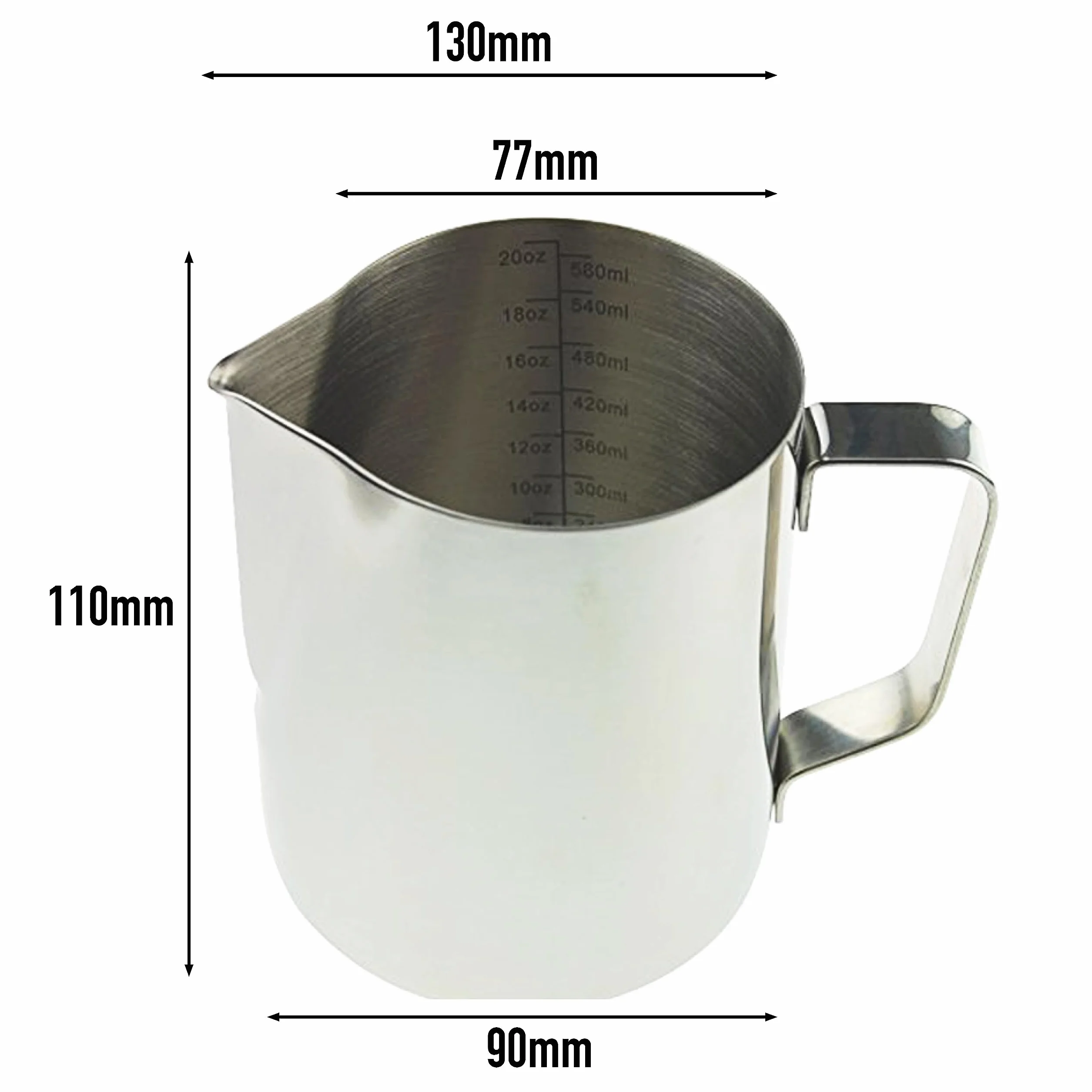 Jarra de leche Barista 600 ml de acero inoxidable para máquina de café, espuma de leche