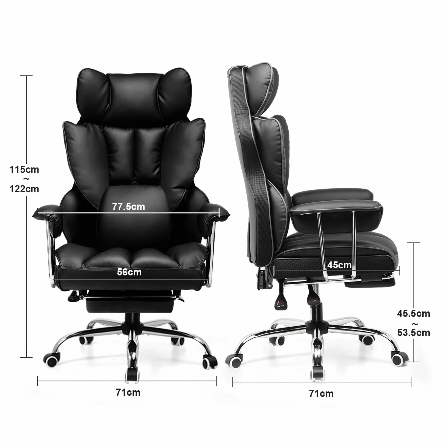 GTPLAYER Silla Gaming Silla Gamer Ergonómicas Reclinables con Reposapiés Silla Ordenador Altura Regulable Rotación de 360 Silla Oficina para Trabajar Negro