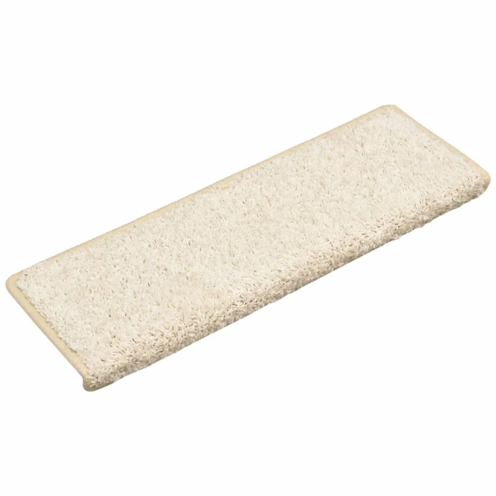 vidaXL Alfombrillas para escaleras 10 Unidades 65x21x4 cm Blanco Borde Rectangular