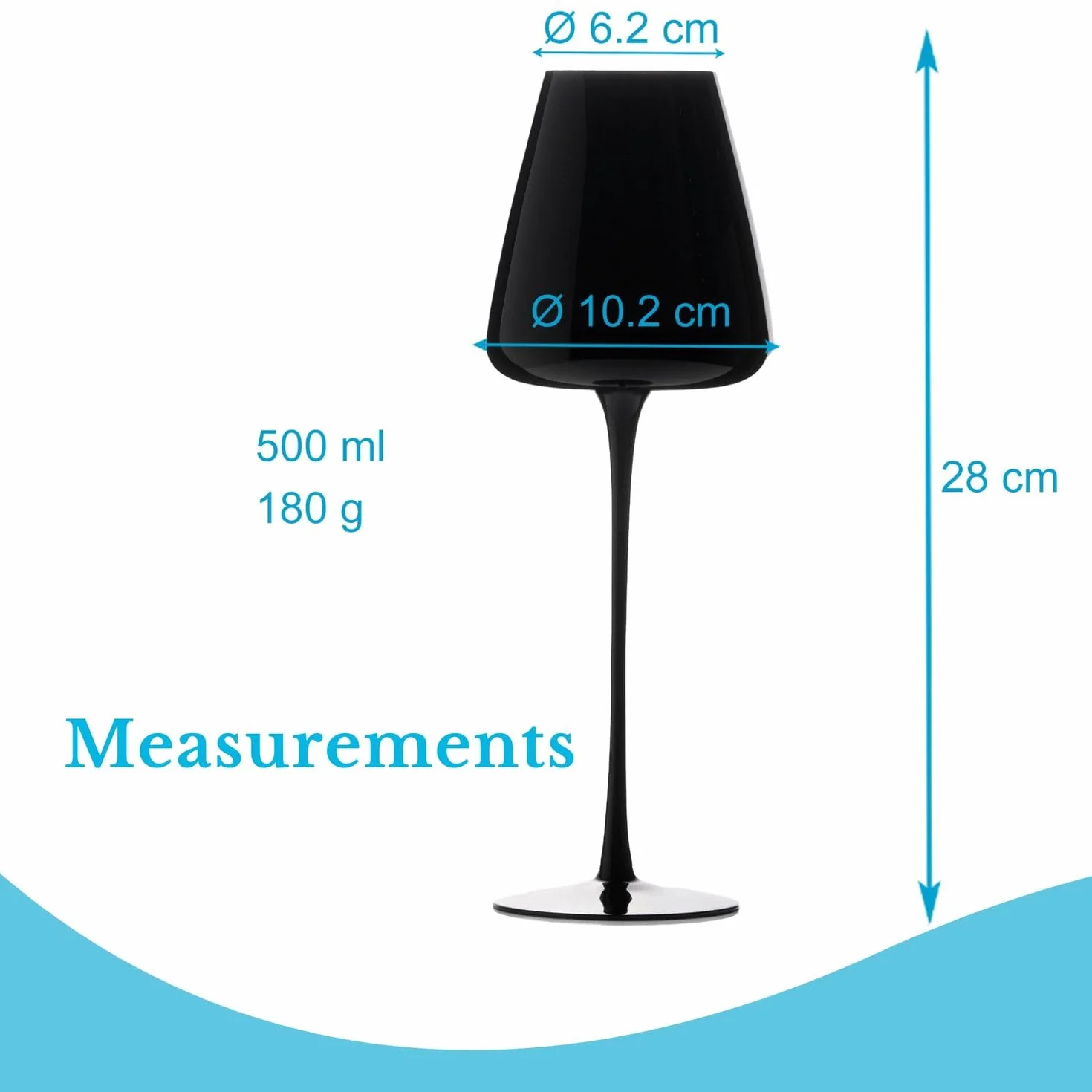 INTIRILIFE 4x Copa de vino con diseño moderno en Negro - Capacidad de 500 ml - Copa para vino tinto vino blanco, cáliz, apto para lavavajillas, vidrio de cristal, resistente a golpes