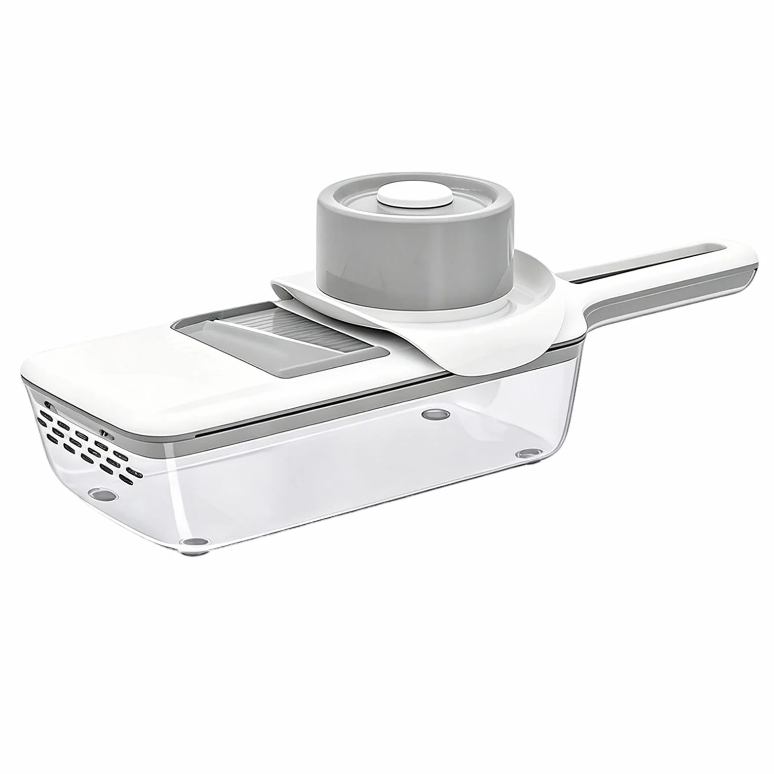 Mandolina de Cocina Profesional, Cortador de Verdura, con Caja Drenaje y Protector Mano Seguridad, Diseño con Orificio Drenaje, para Papas, Pepinos y Preparación
