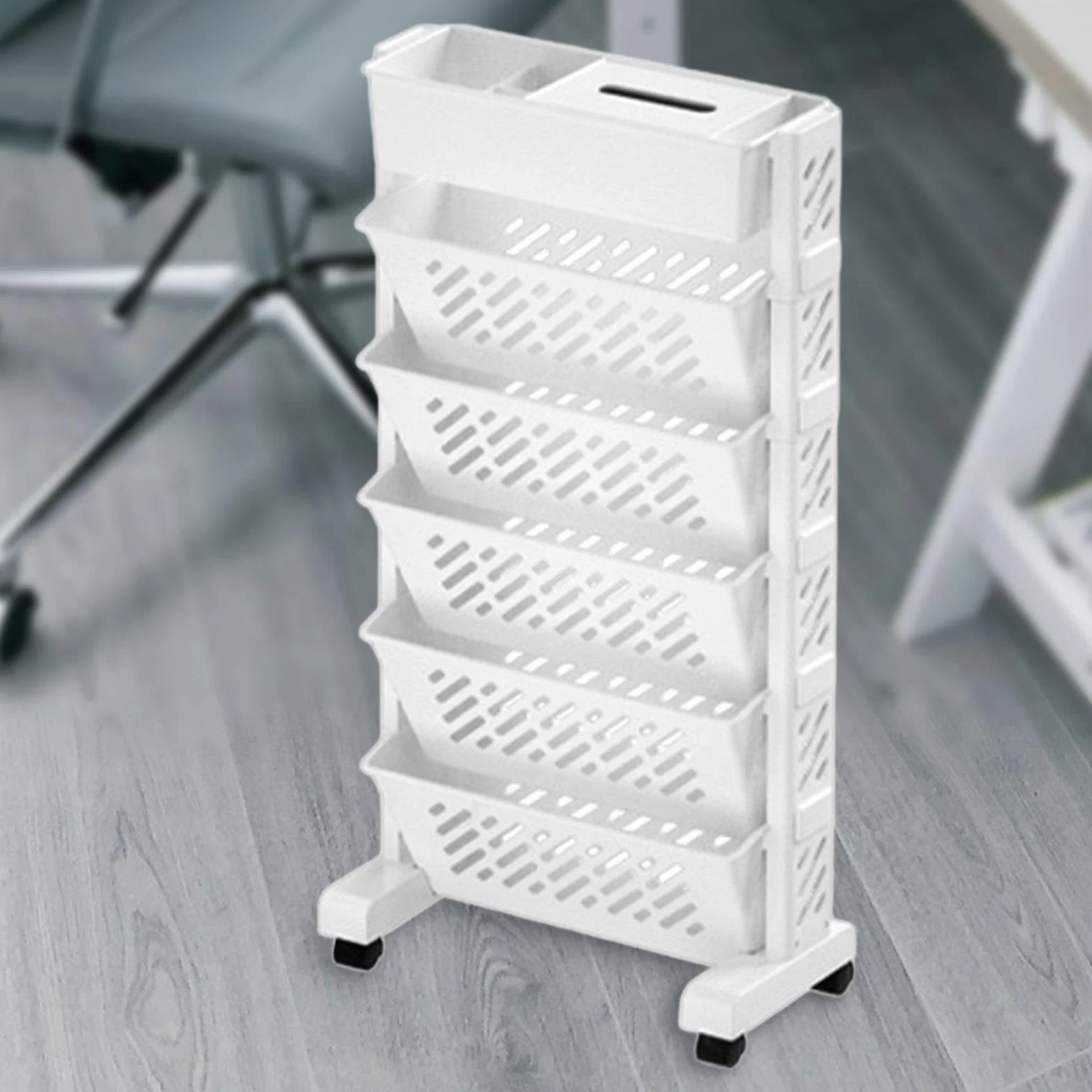 Sharplace Estantería Móvil para Libros, Soporte con Ruedas para Decoración, 6 capas