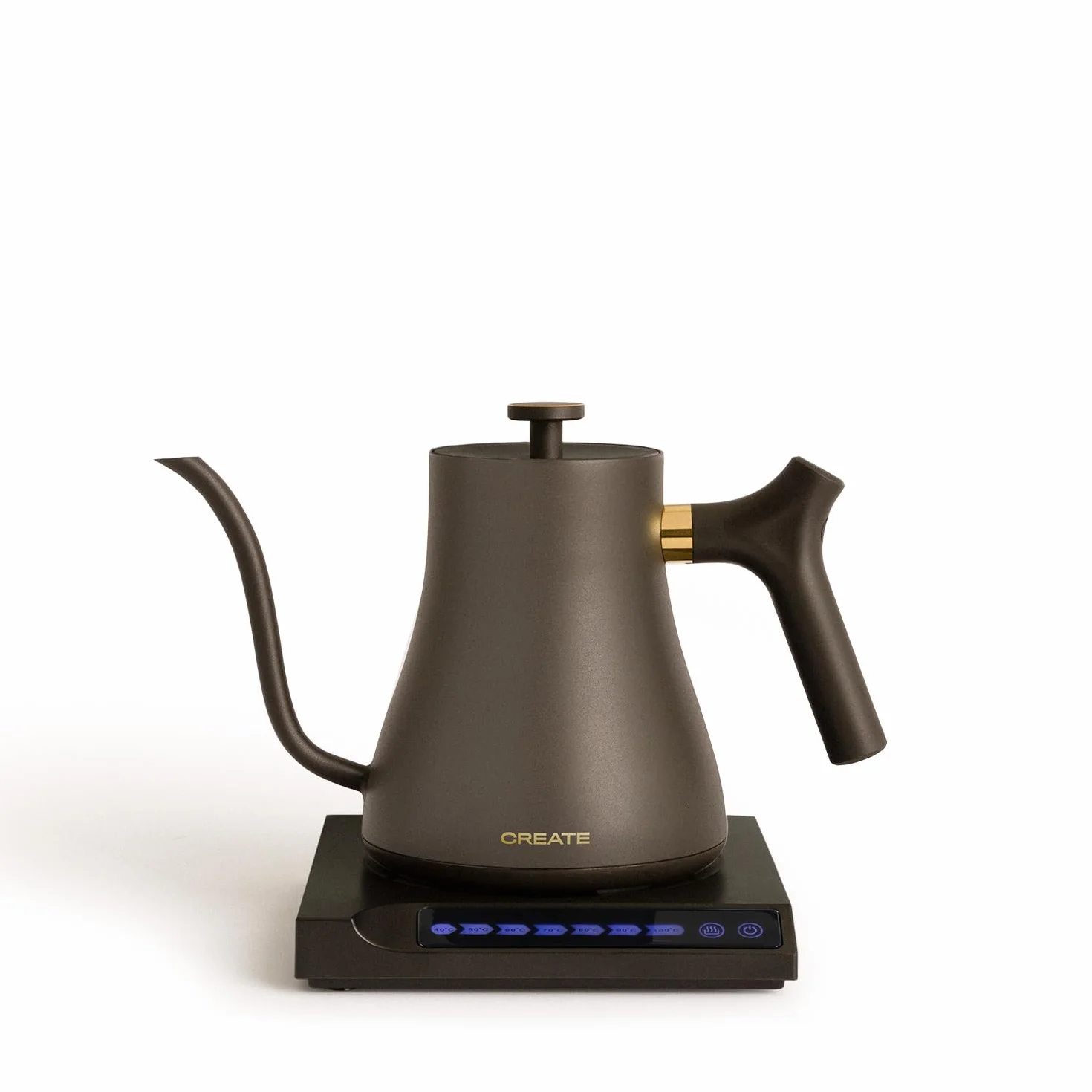 CREATE/HATTORI SWAN/Hervidor de agua eléctrico 0.5 L Negro/Calienta y mantiene, sistema de seguridad, termostato, pantalla digital, Indicador de temperatura, 880W