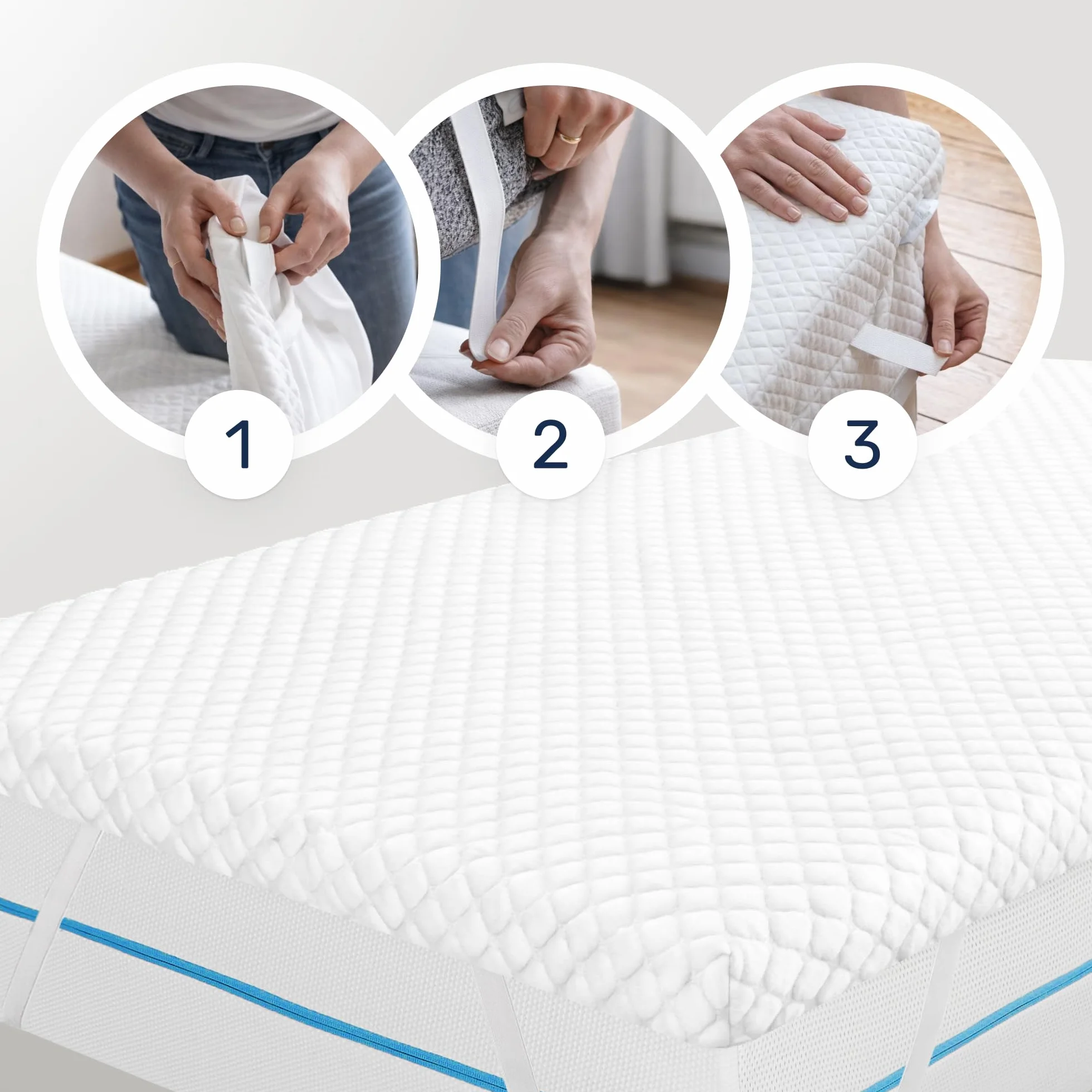 Topper de colchón Dailydream 180x200 cm | Espuma viscoelástica | Altura de 5 cm | H1/2 | Edición Pure, Modelo M | para Camas Box Spring y Camas de Invitados | Antideslizante con Puntos de Agarre