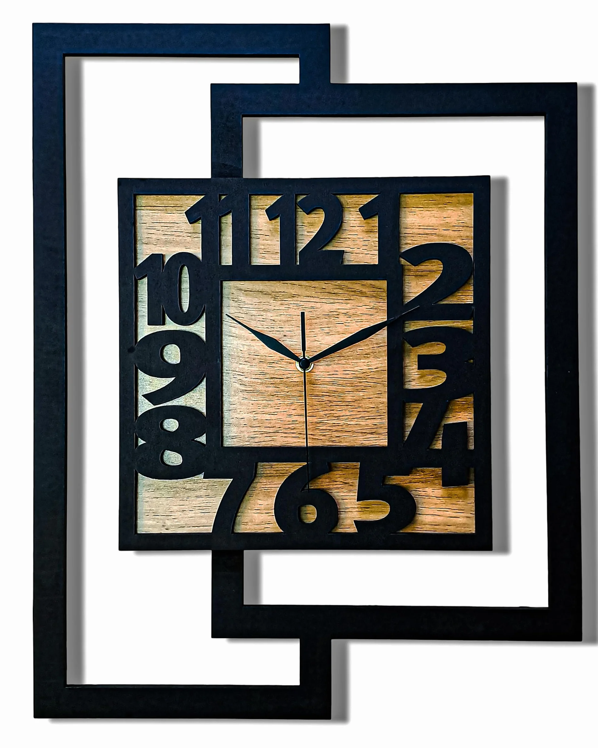 OrnamentiPL Reloj de pared grande de madera, silencioso, moderno, minimalista, artístico, decoración de pared para el hogar, 2 tamaños, 7 colores, hecho a mano para sala de estar, cocina, dormitorio