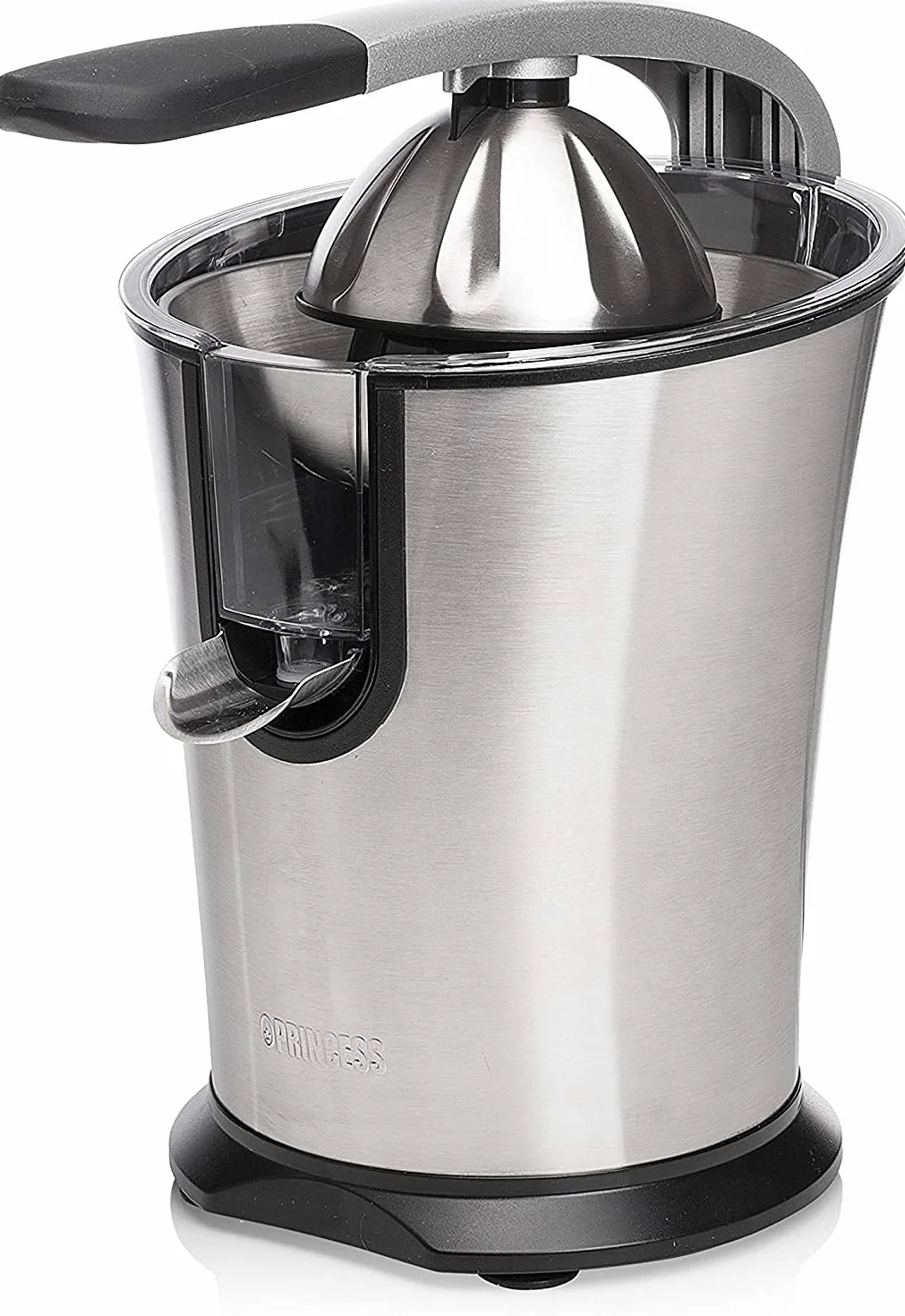 Princess 201860 Exprimidor de Cítricos Master Juicer Pro, Cono universal de acero inoxidable, Brazo de Palanca Profesional, Potente Motor de 300 W, Filtro para Pulpa, Depósito con Sistema Antigoteo